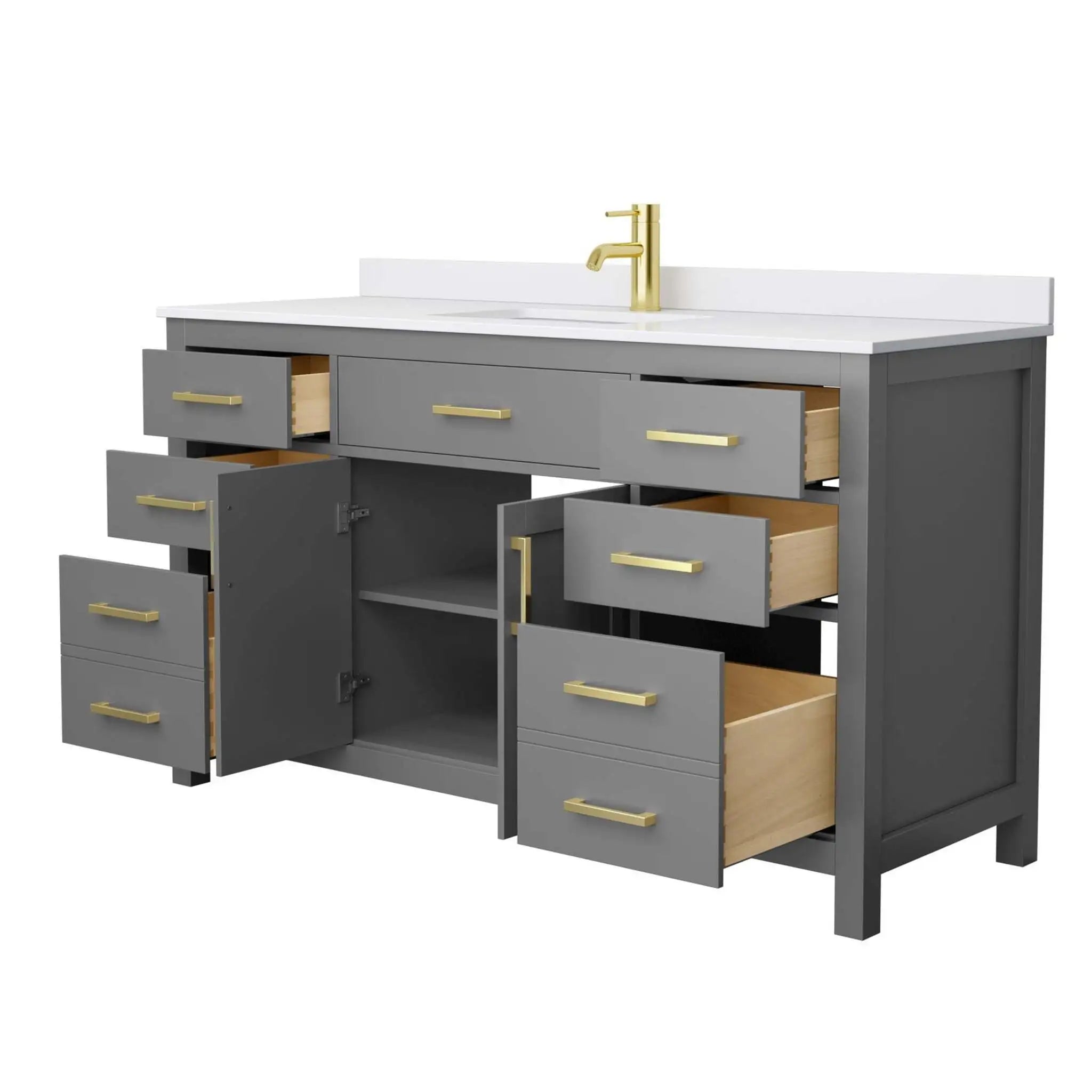 60" Beckett Single Bathroom Vanity in Dark Gray with Brushed Gold Trim by Wyndham
