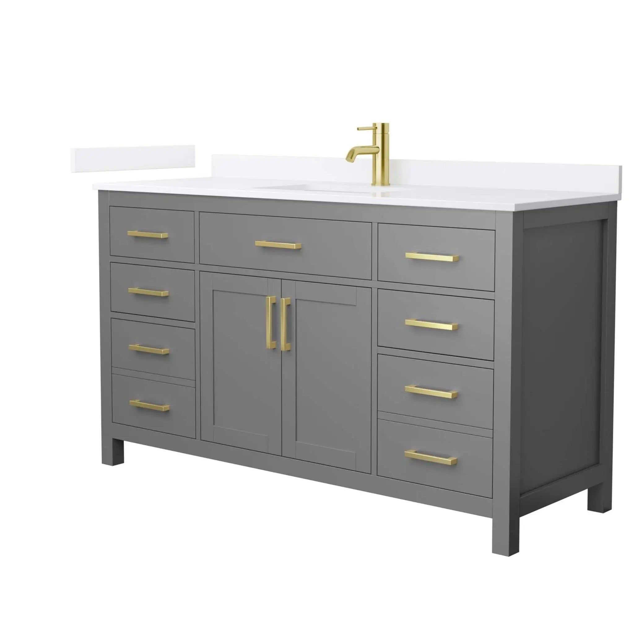 60" Beckett Single Bathroom Vanity in Dark Gray with Brushed Gold Trim by Wyndham