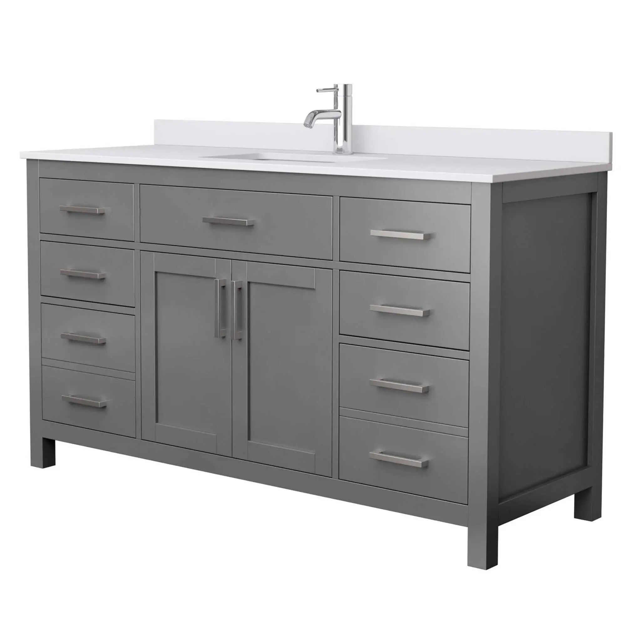 60" Beckett Single Bathroom Vanity in Dark Gray with Brushed Nickel Trim by Wyndham