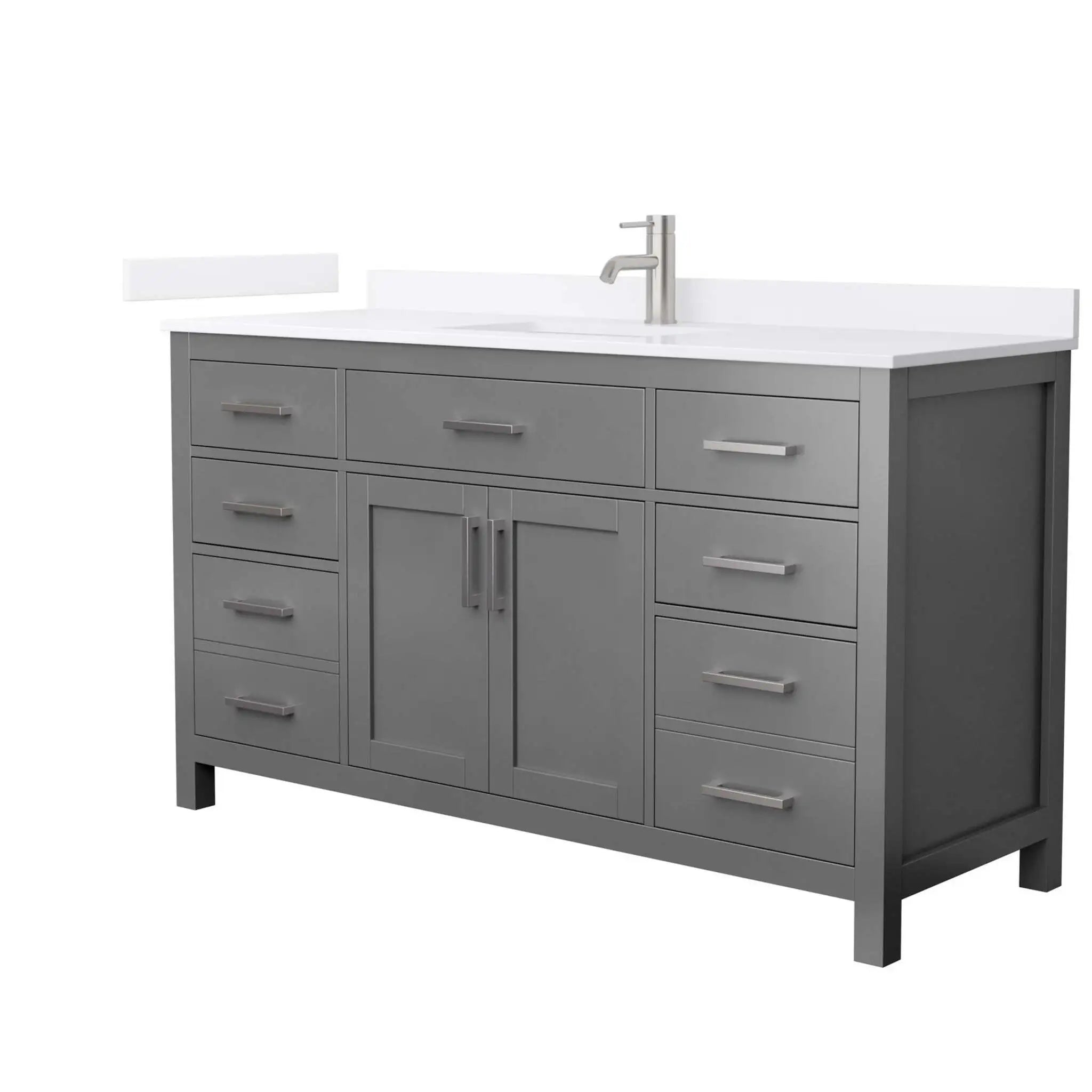 60" Beckett Single Bathroom Vanity in Dark Gray with Brushed Nickel Trim by Wyndham