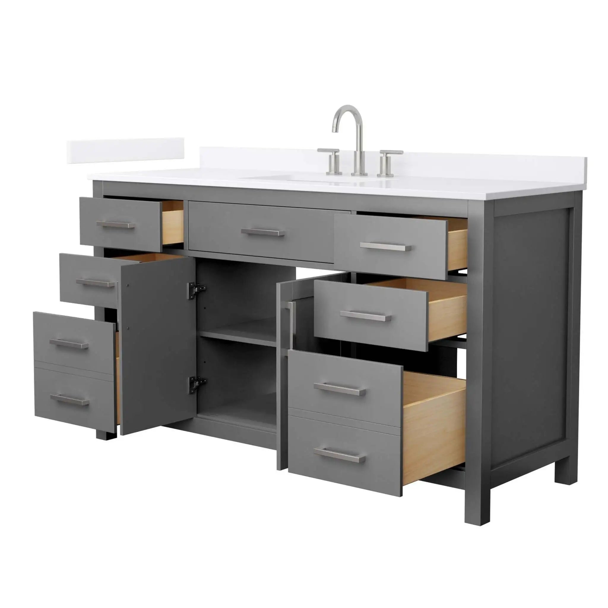 60" Beckett Single Bathroom Vanity in Dark Gray with Brushed Nickel Trim by Wyndham