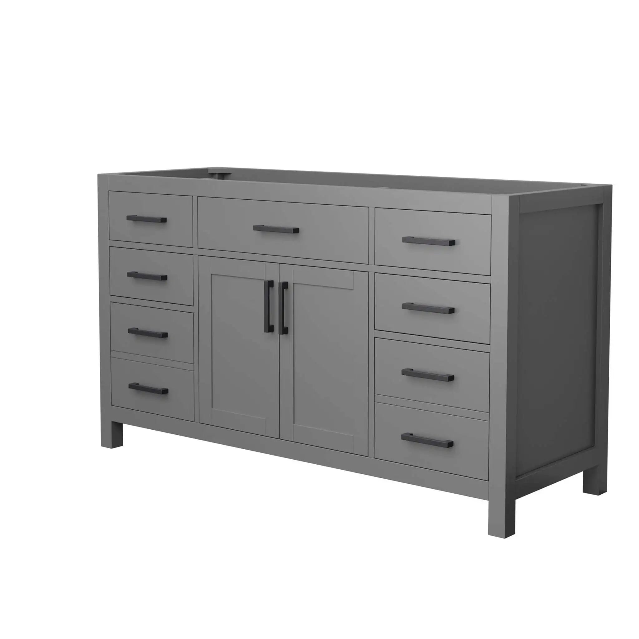 60" Beckett Single Bathroom Vanity in Dark Gray with Matte Black Trim by Wyndham