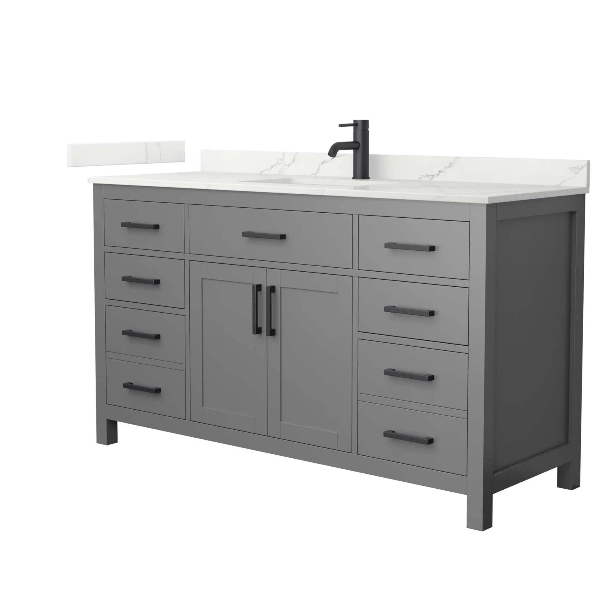 60" Beckett Single Bathroom Vanity in Dark Gray with Matte Black Trim by Wyndham