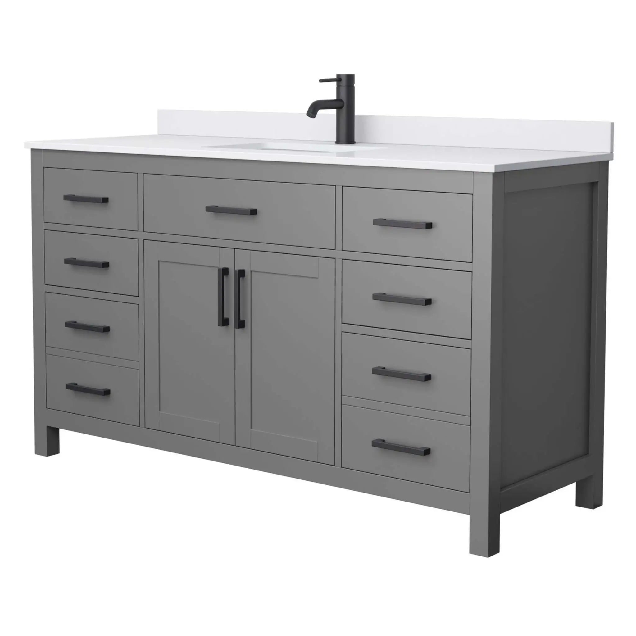 60" Beckett Single Bathroom Vanity in Dark Gray with Matte Black Trim by Wyndham