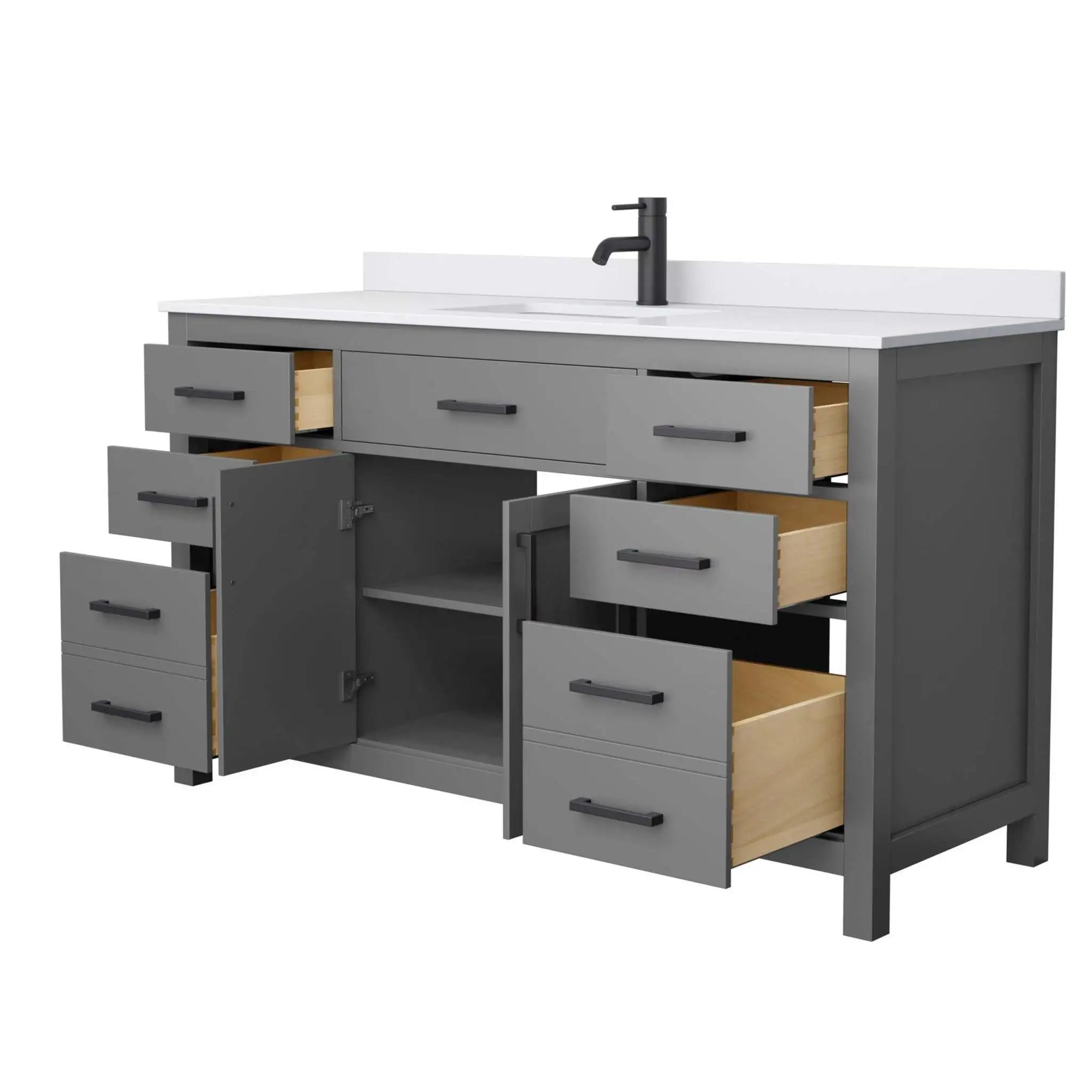 60" Beckett Single Bathroom Vanity in Dark Gray with Matte Black Trim by Wyndham