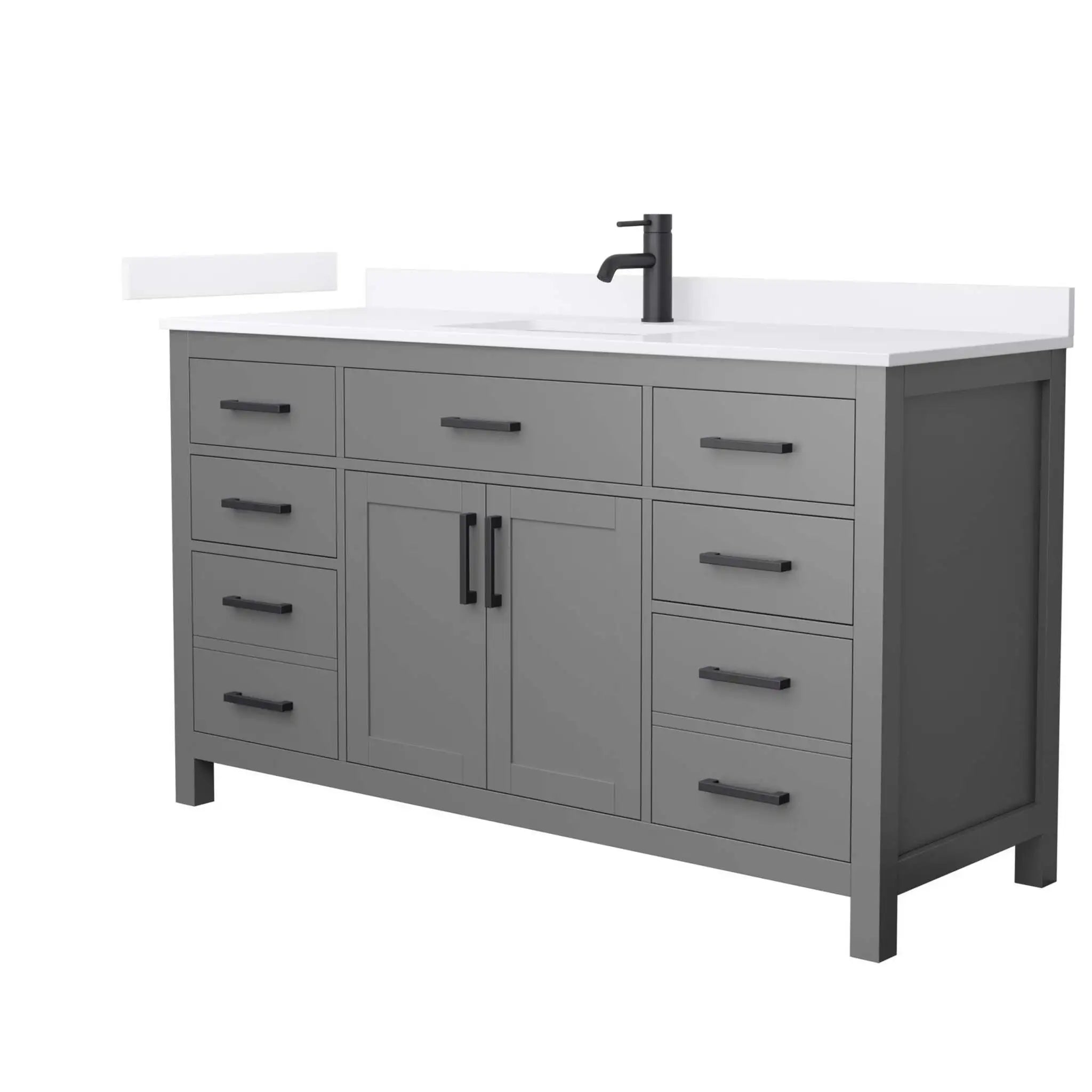 60" Beckett Single Bathroom Vanity in Dark Gray with Matte Black Trim by Wyndham