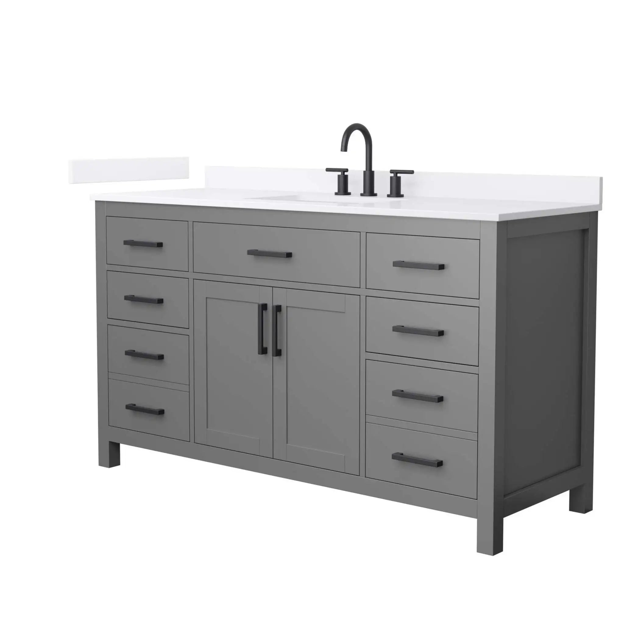 60" Beckett Single Bathroom Vanity in Dark Gray with Matte Black Trim by Wyndham