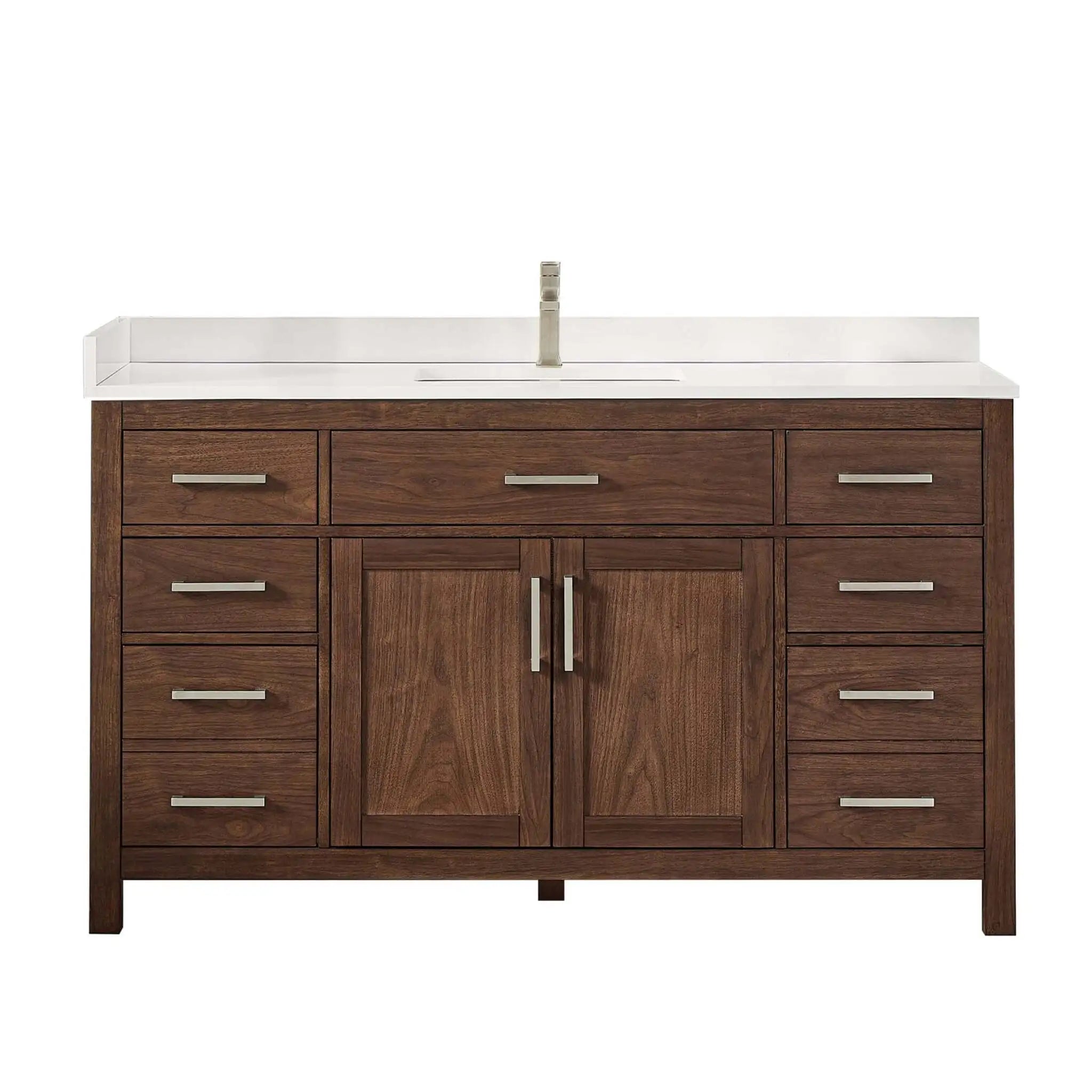 60" Beckett Single Bathroom Vanity in Dark Walnut with Brushed Nickel Trim by Wyndham