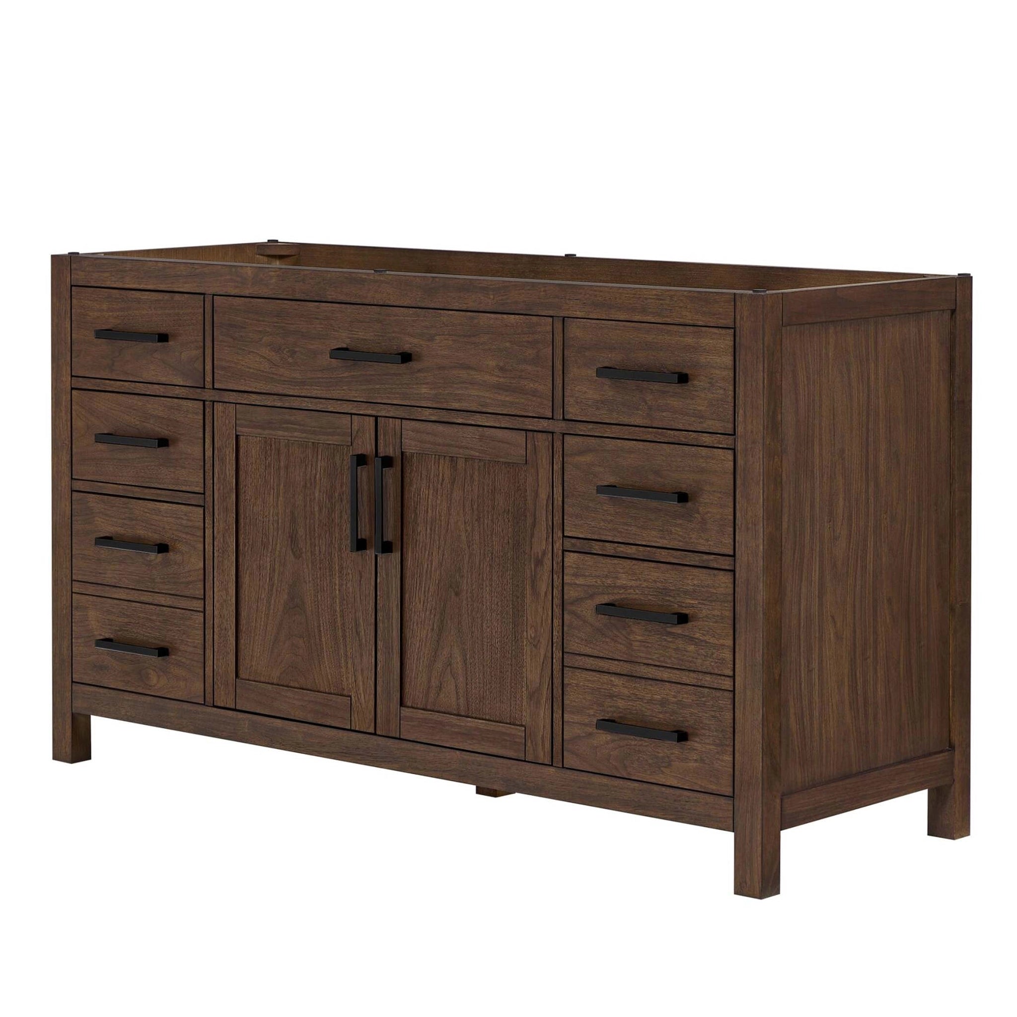 60" Beckett Single Bathroom Vanity in Dark Walnut with Matte Black Trim by Wyndham