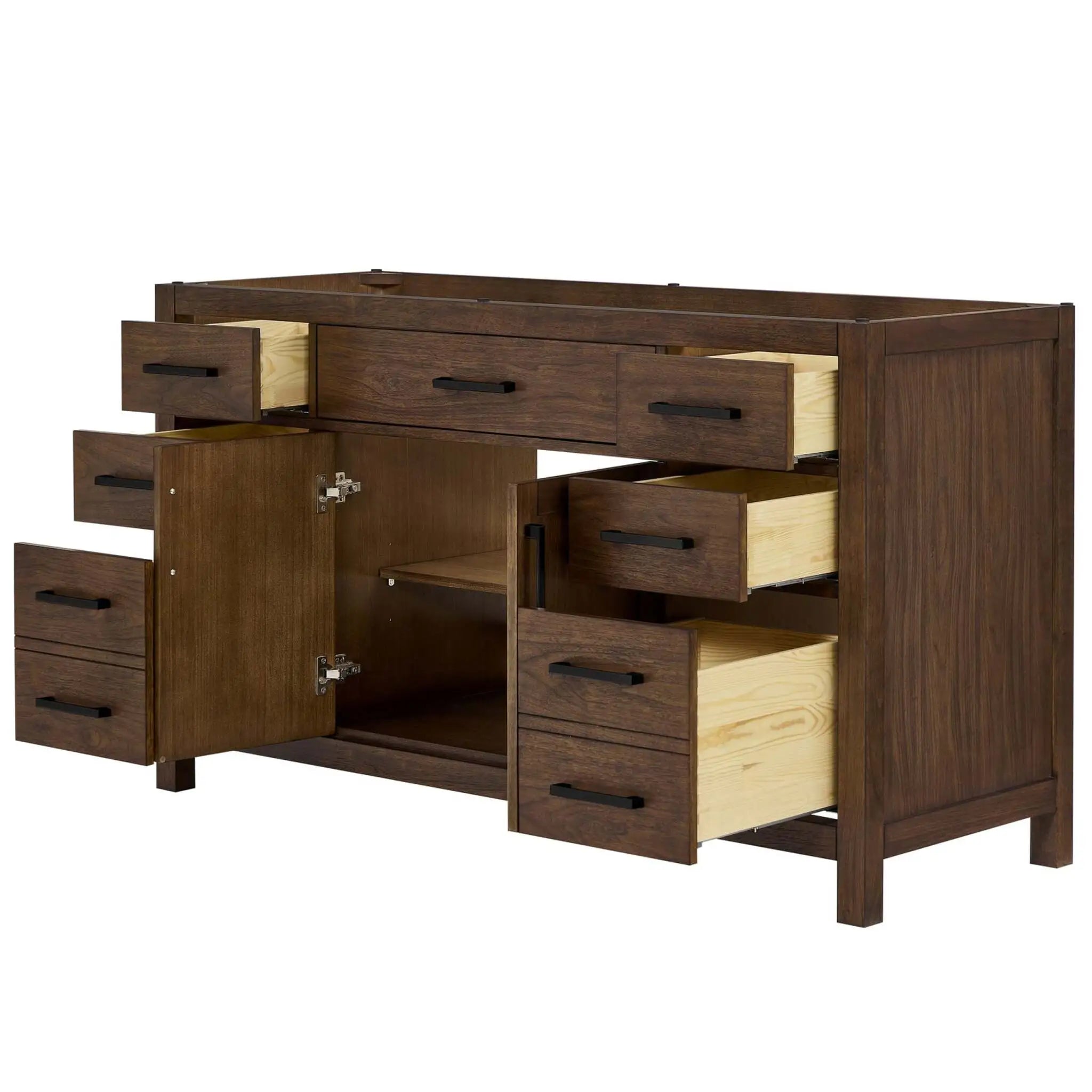 60" Beckett Single Bathroom Vanity in Dark Walnut with Matte Black Trim by Wyndham