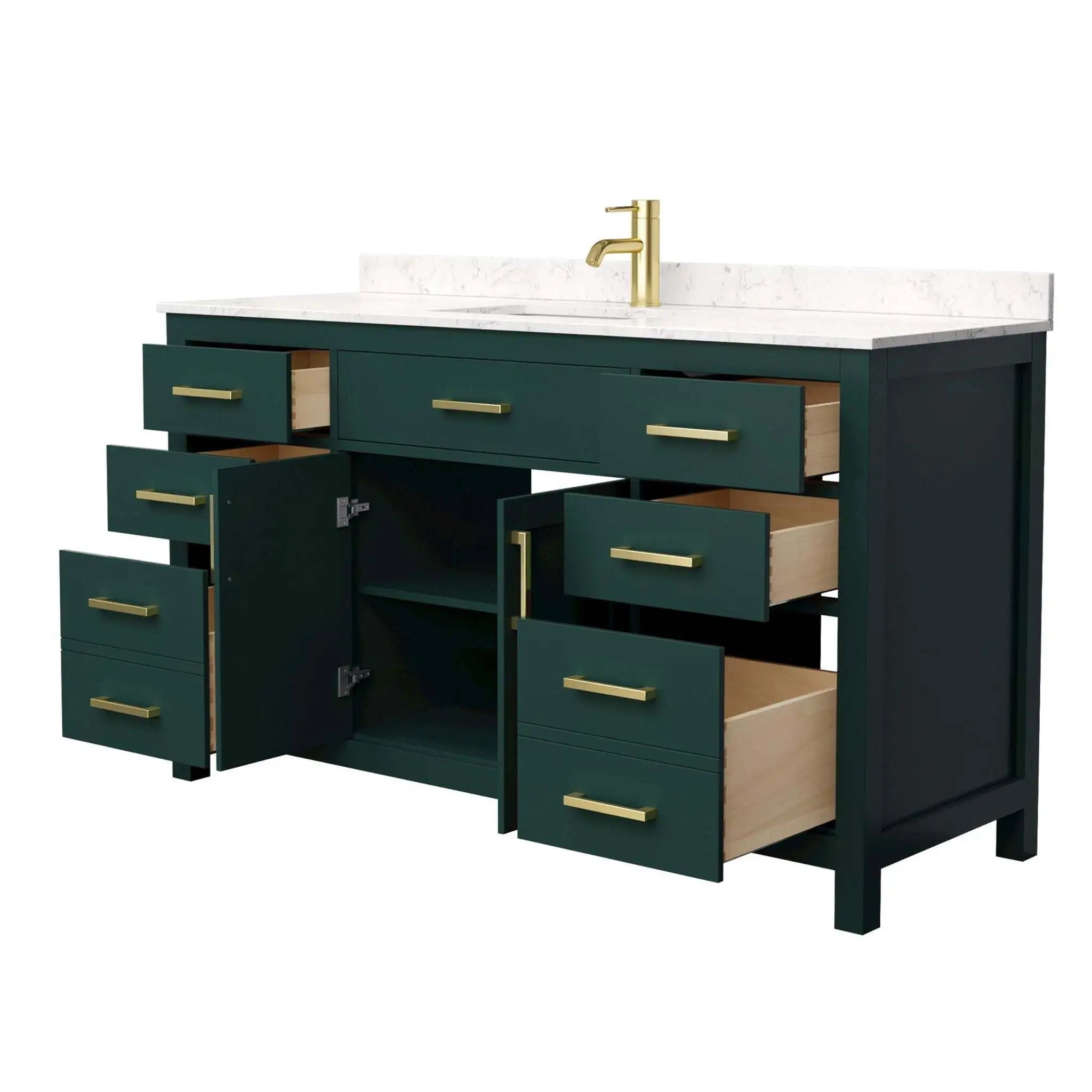 60" Beckett Single Bathroom Vanity in Green with Brushed Gold Trim by Wyndham