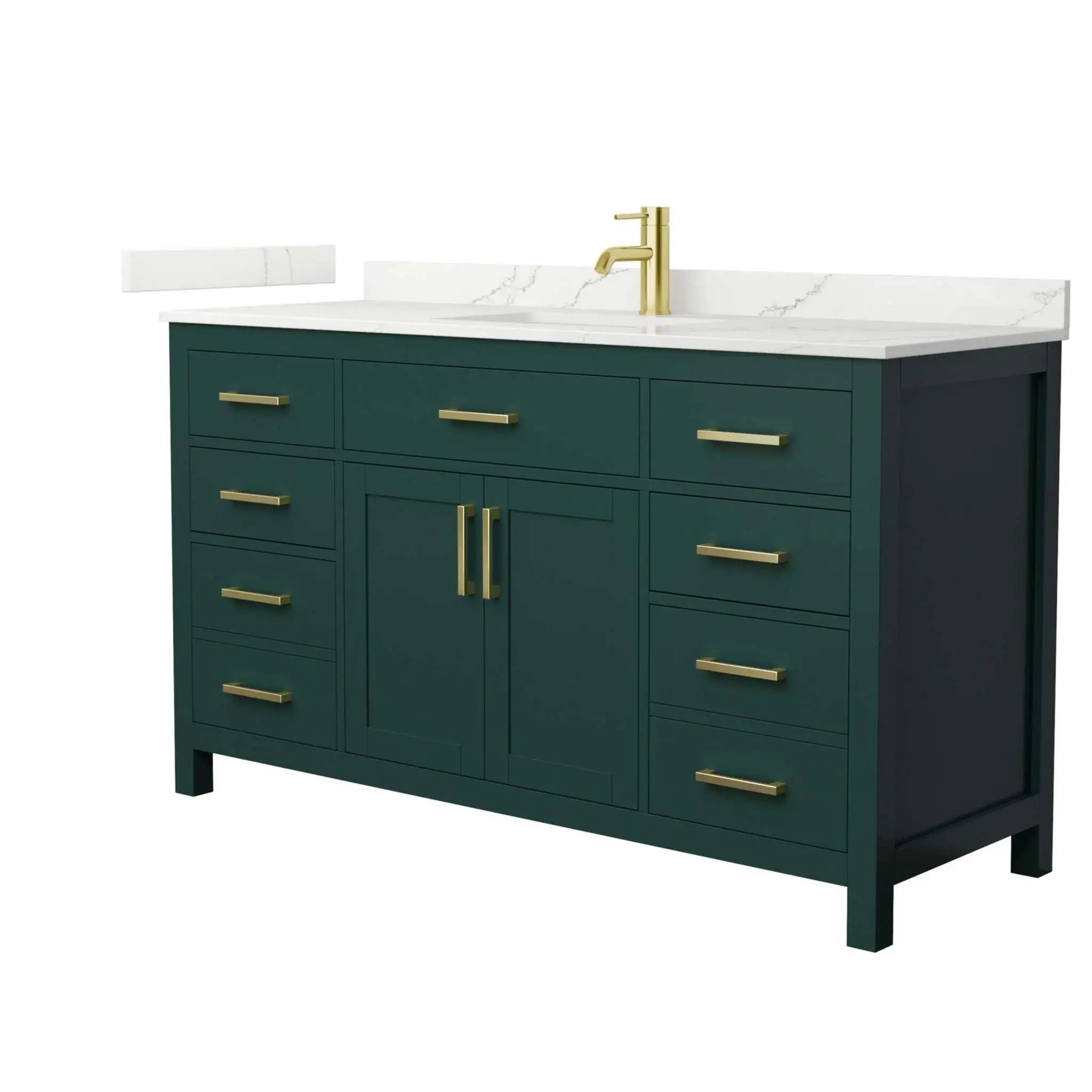 60" Beckett Single Bathroom Vanity in Green with Brushed Gold Trim by Wyndham
