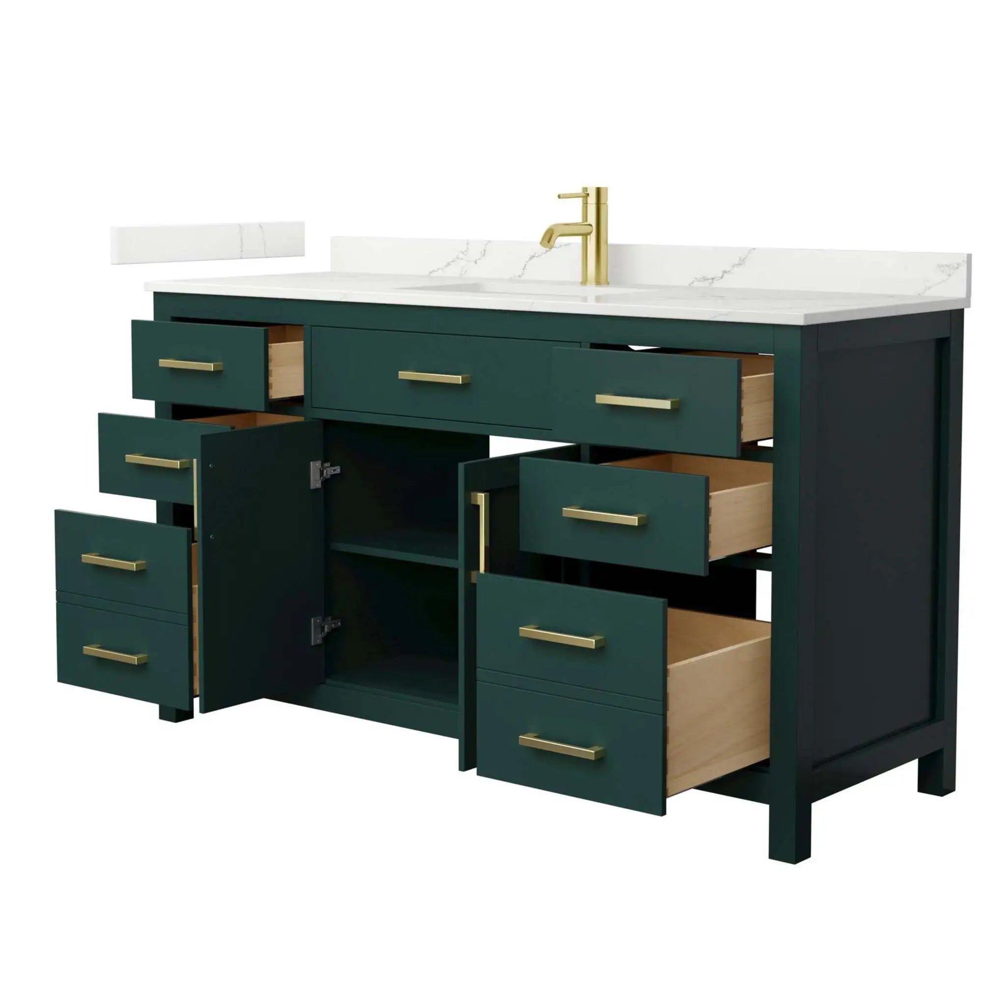 60" Beckett Single Bathroom Vanity in Green with Brushed Gold Trim by Wyndham