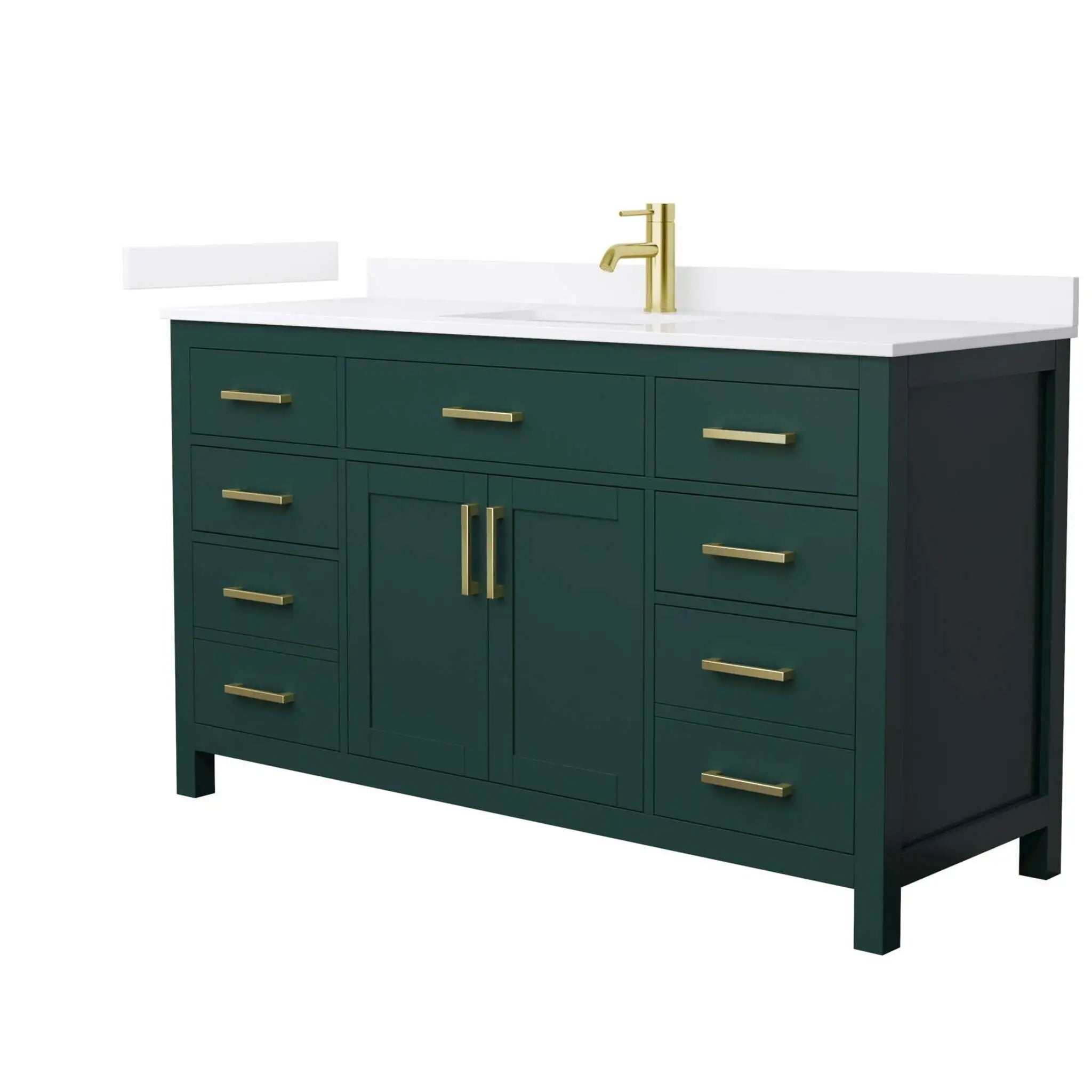 60" Beckett Single Bathroom Vanity in Green with Brushed Gold Trim by Wyndham
