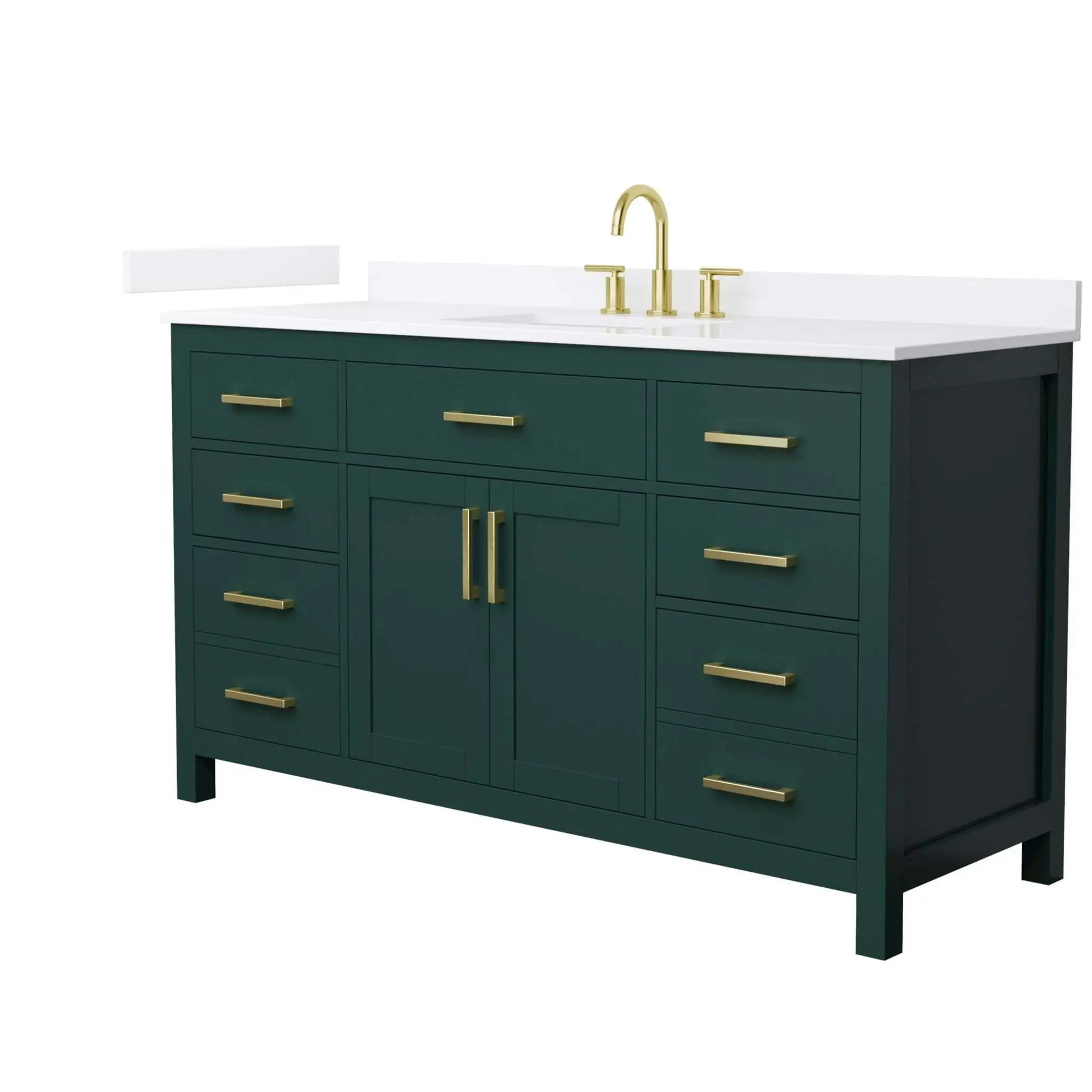 60" Beckett Single Bathroom Vanity in Green with Brushed Gold Trim by Wyndham