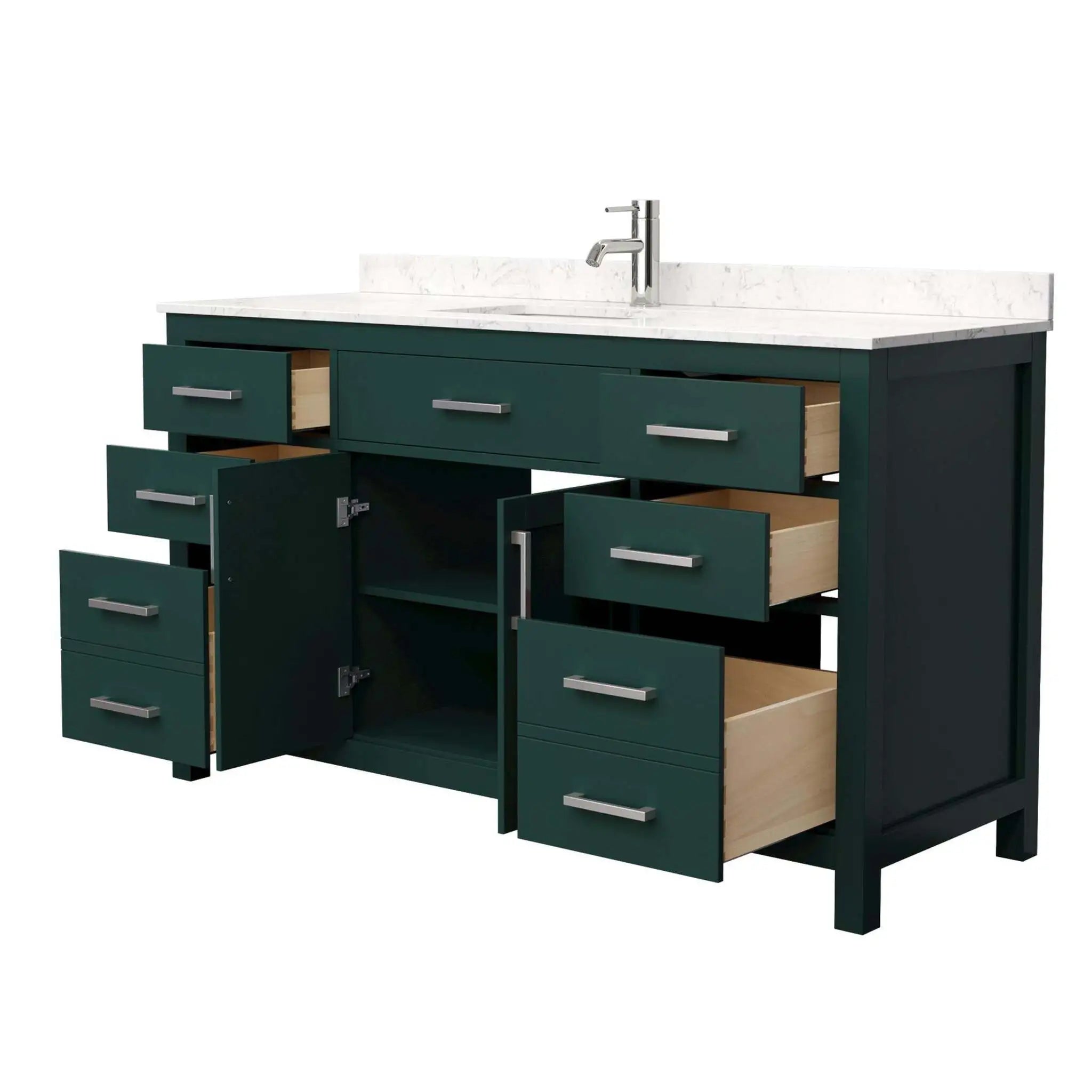 60" Beckett Single Bathroom Vanity in Green with Brushed Nickel Trim by Wyndham