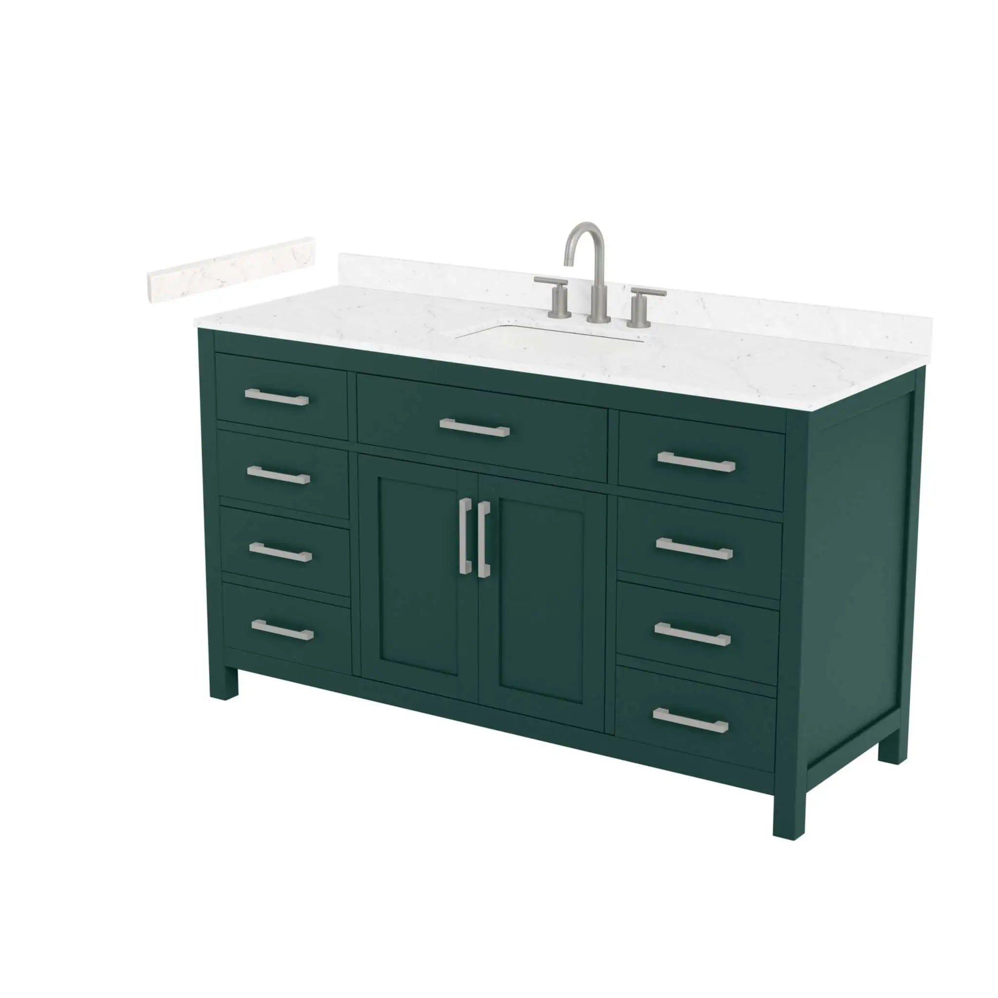 60" Beckett Single Bathroom Vanity in Green with Brushed Nickel Trim by Wyndham