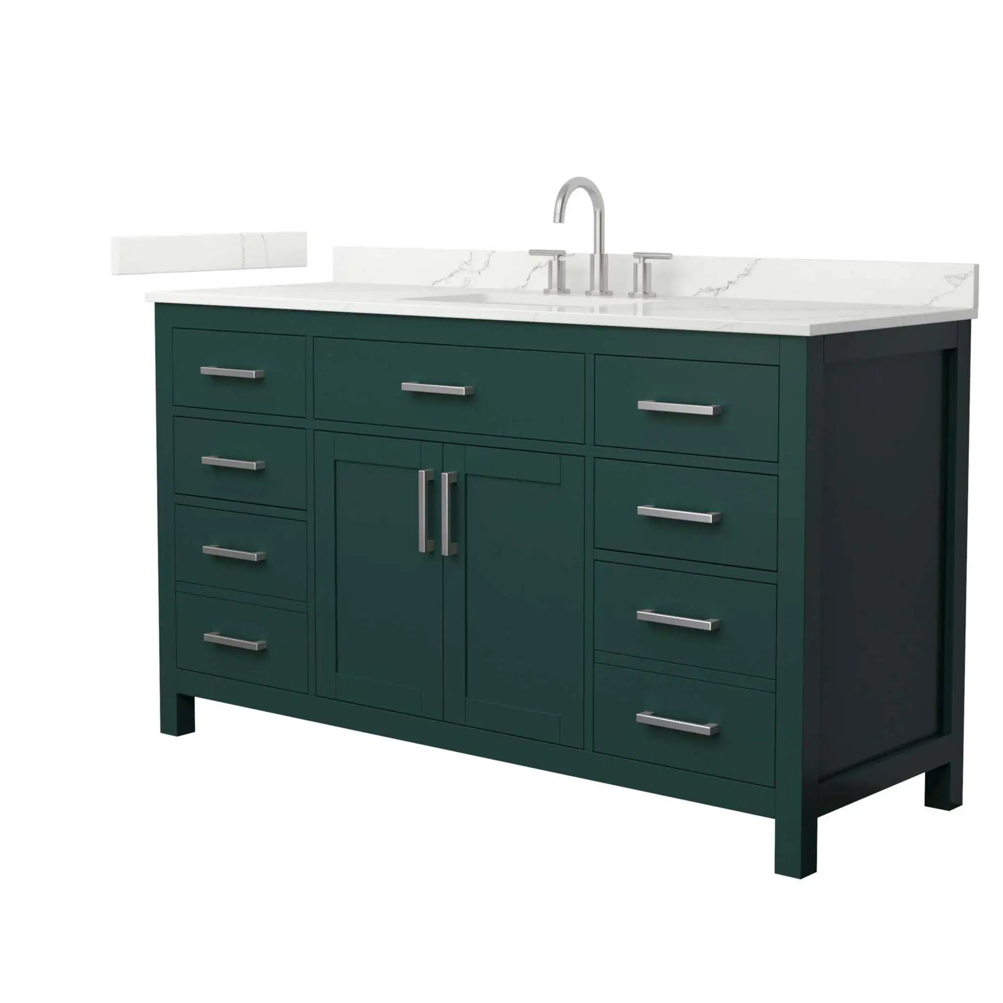 60" Beckett Single Bathroom Vanity in Green with Brushed Nickel Trim by Wyndham