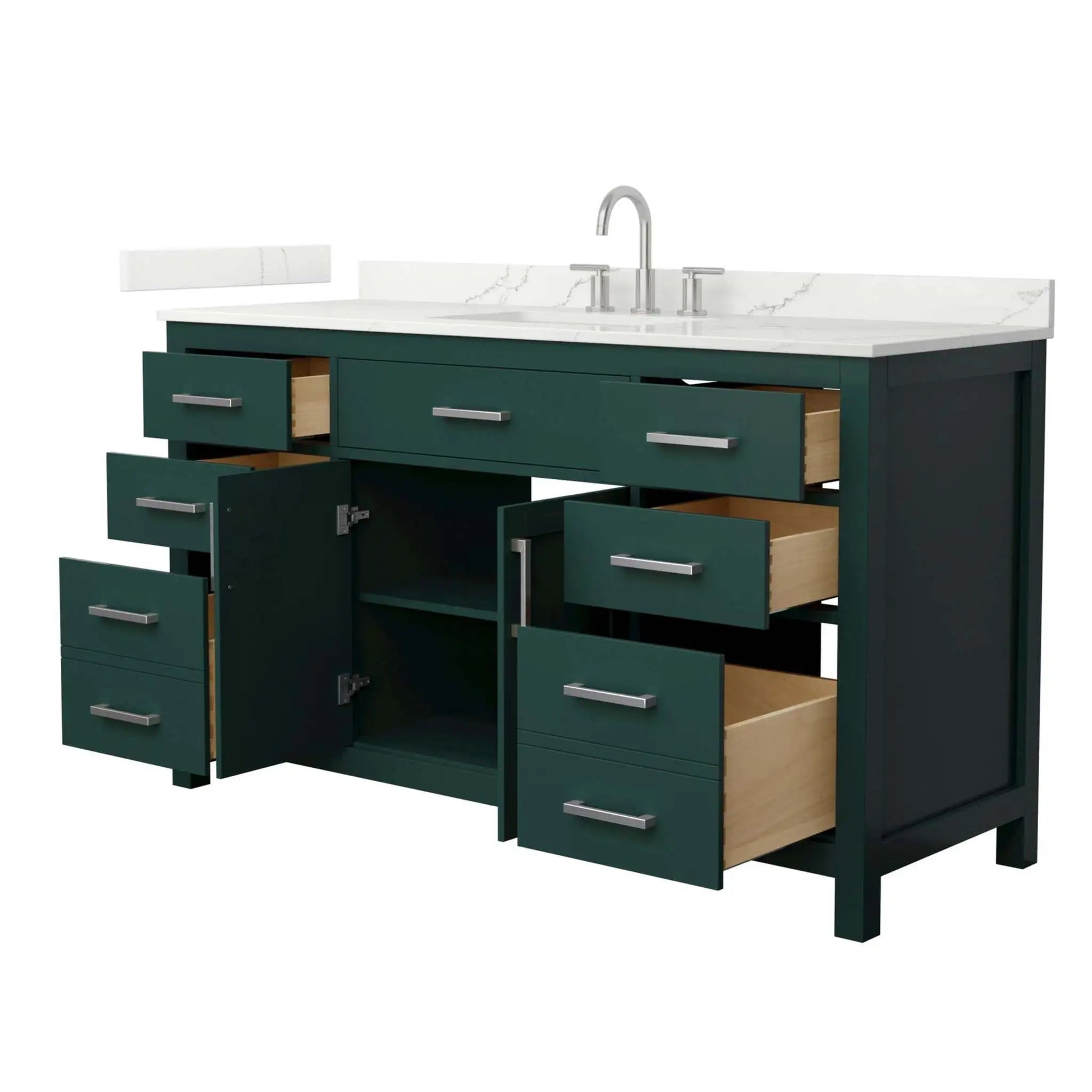 60" Beckett Single Bathroom Vanity in Green with Brushed Nickel Trim by Wyndham