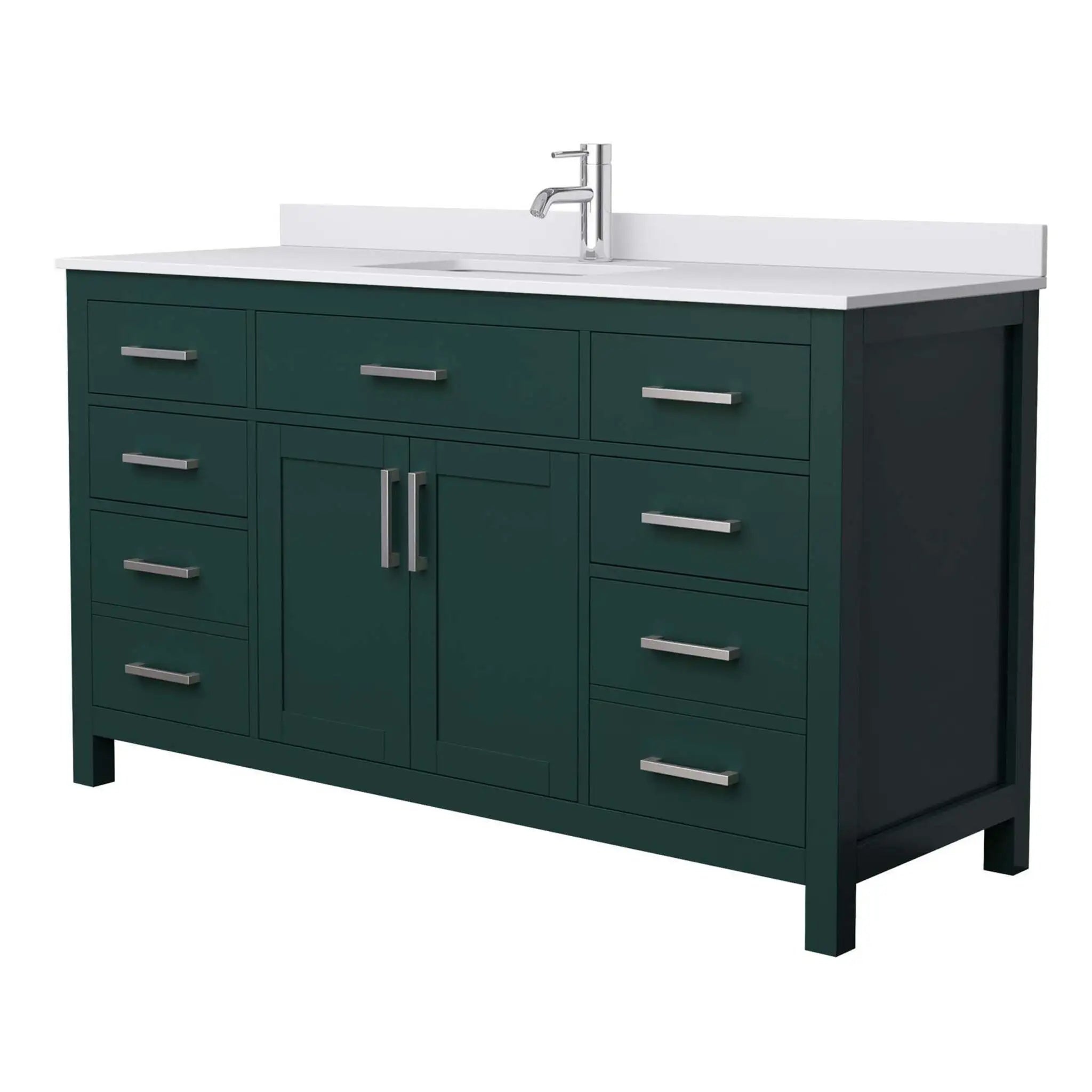 60" Beckett Single Bathroom Vanity in Green with Brushed Nickel Trim by Wyndham
