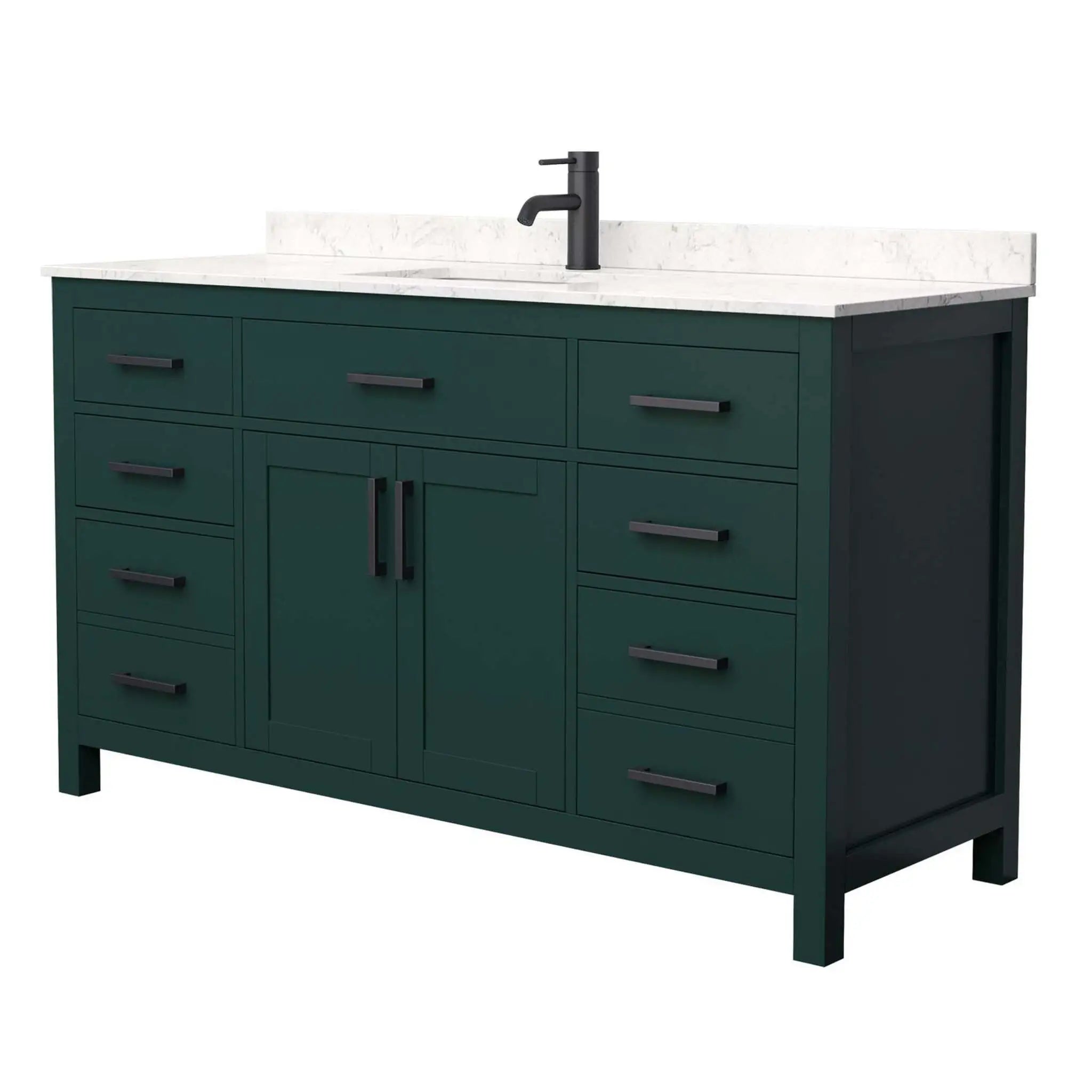 60" Beckett Single Bathroom Vanity in Green with Matte Black Trim by Wyndham
