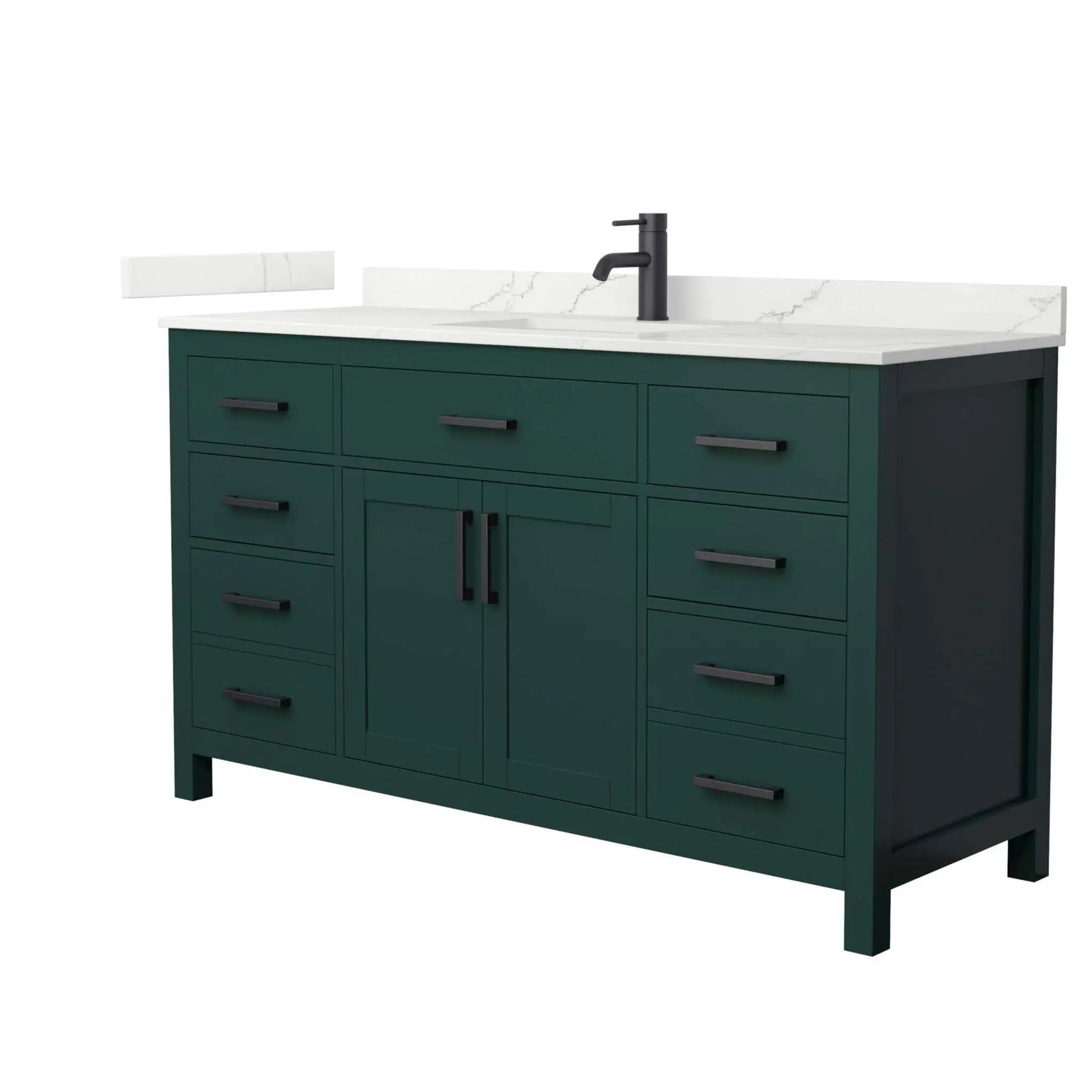 60" Beckett Single Bathroom Vanity in Green with Matte Black Trim by Wyndham