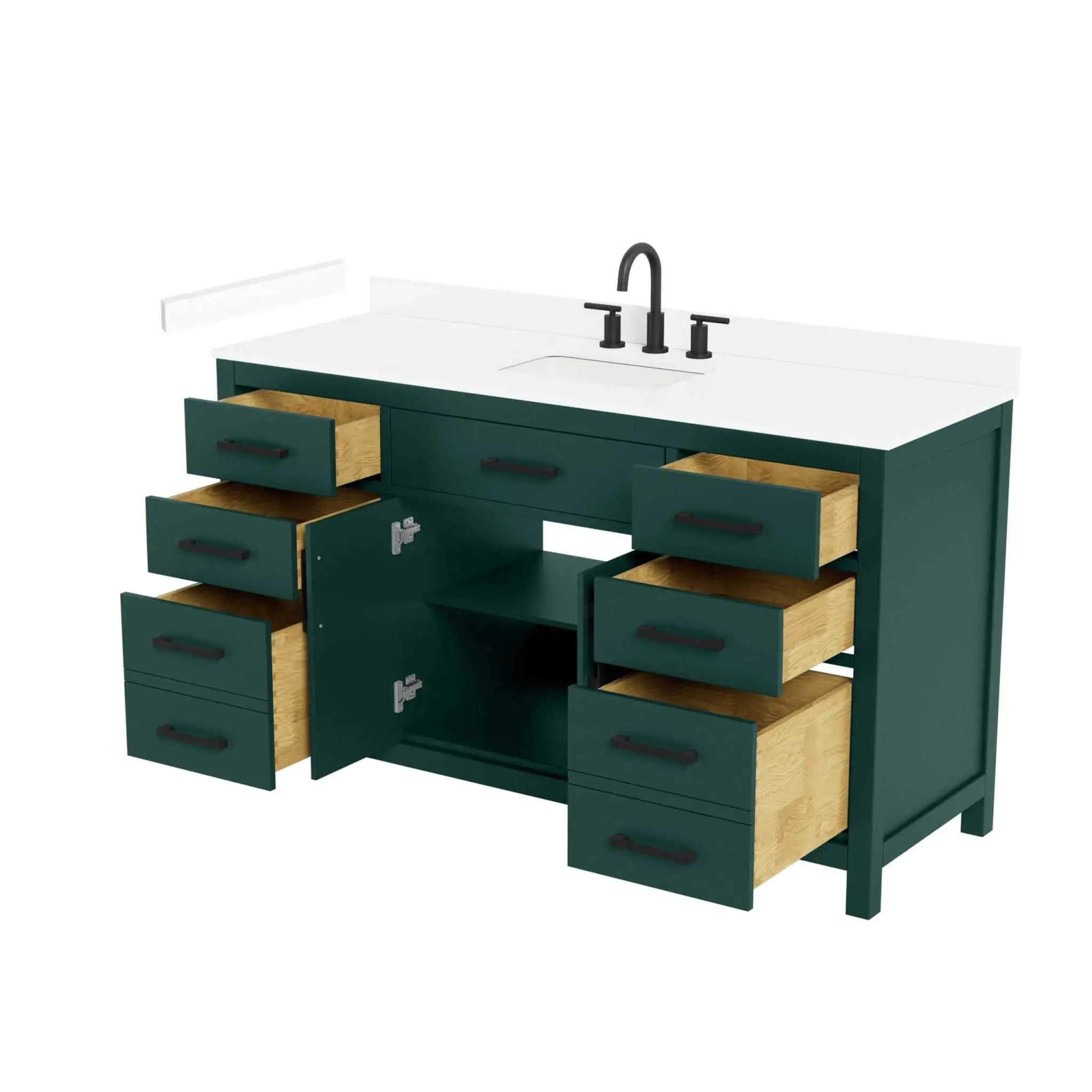 60" Beckett Single Bathroom Vanity in Green with Matte Black Trim by Wyndham