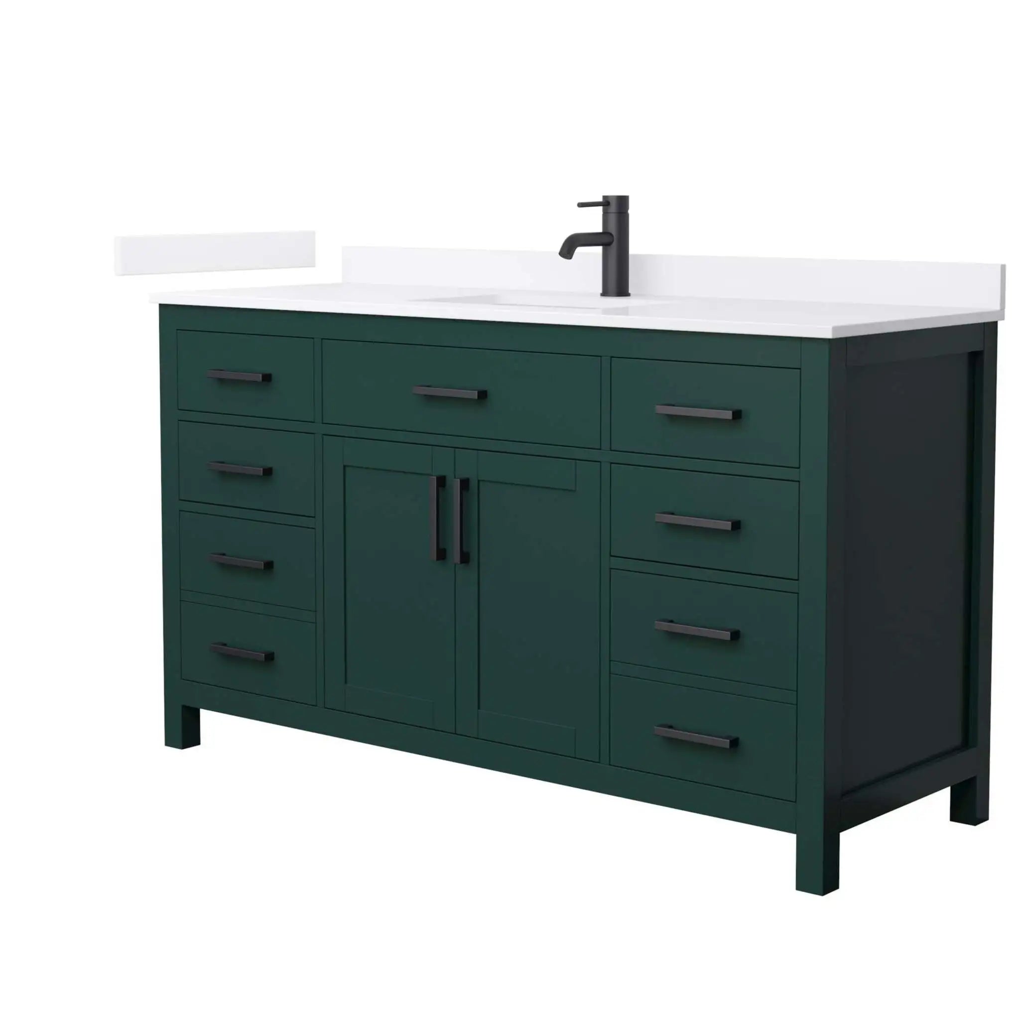 60" Beckett Single Bathroom Vanity in Green with Matte Black Trim by Wyndham