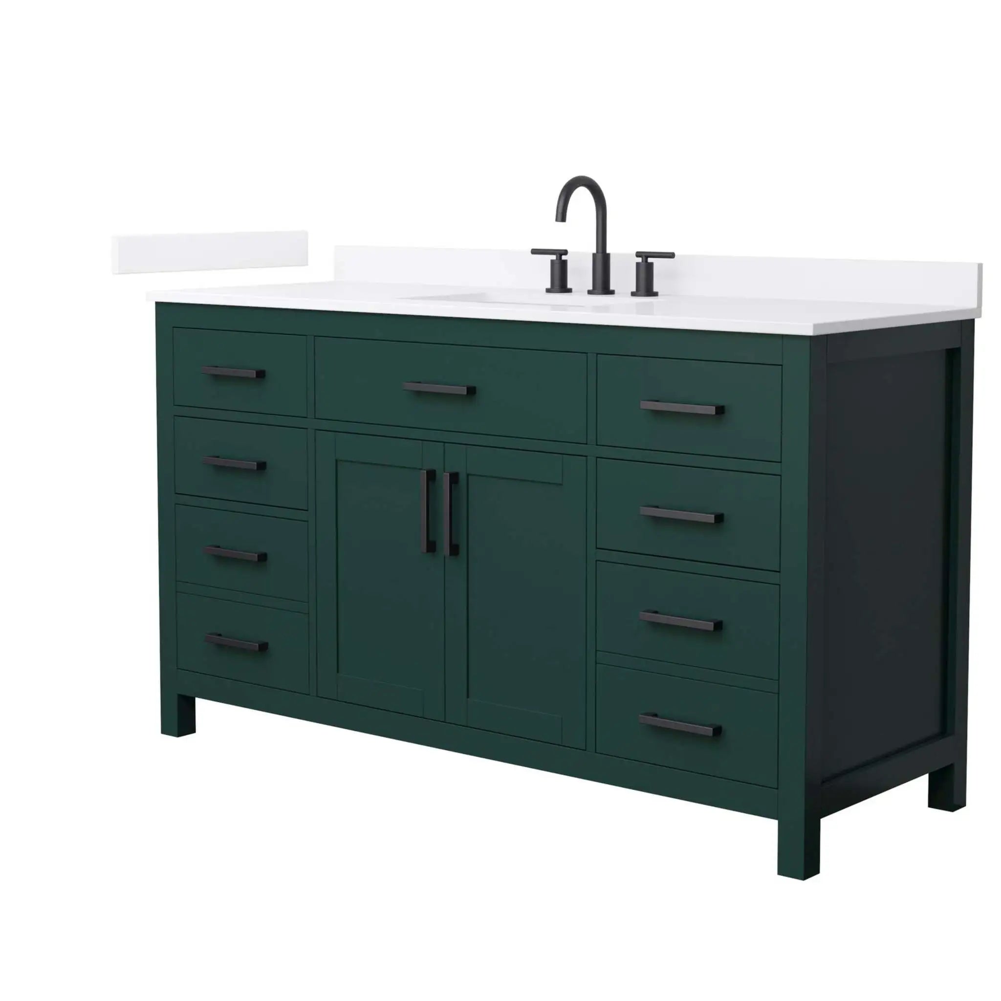 60" Beckett Single Bathroom Vanity in Green with Matte Black Trim by Wyndham