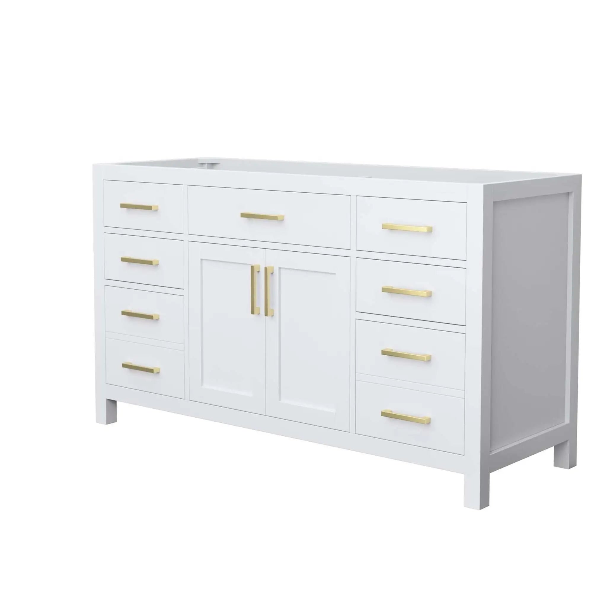 60" Beckett Single Bathroom Vanity in White with Brushed Gold Trim by Wyndham