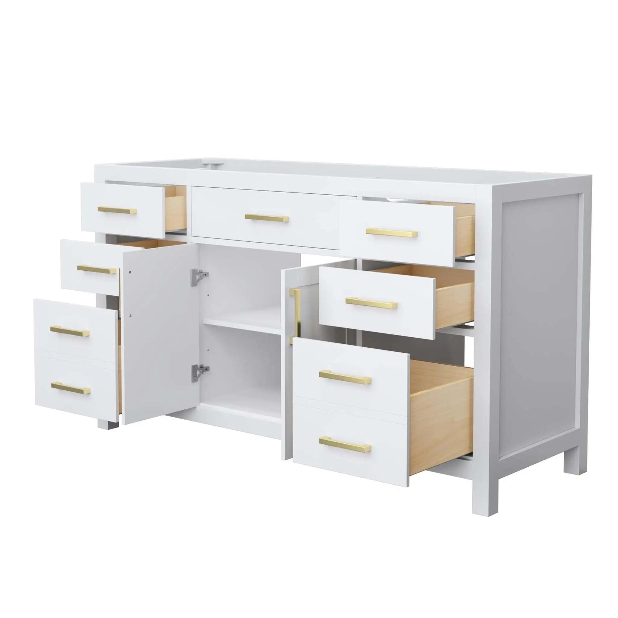 60" Beckett Single Bathroom Vanity in White with Brushed Gold Trim by Wyndham