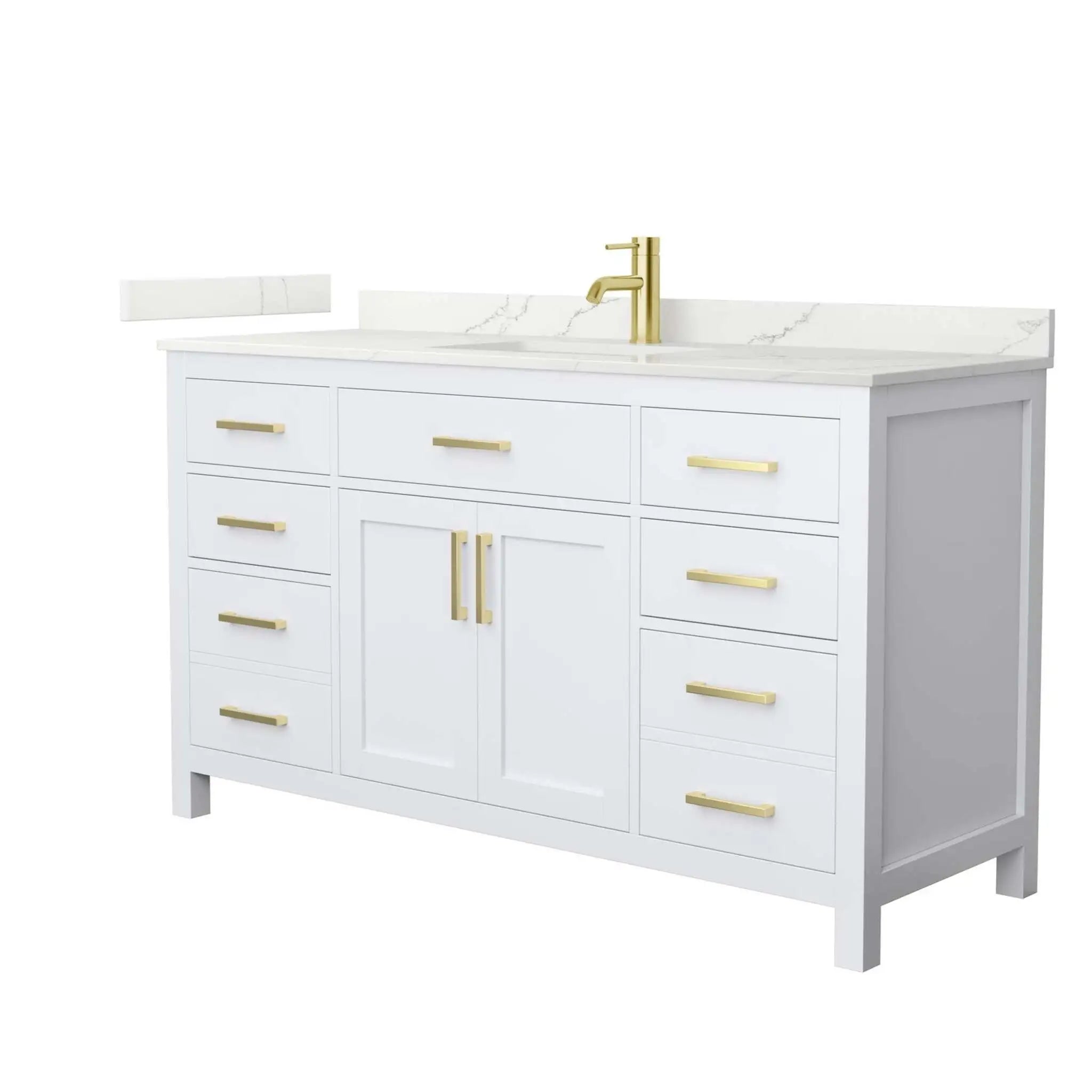 60" Beckett Single Bathroom Vanity in White with Brushed Gold Trim by Wyndham