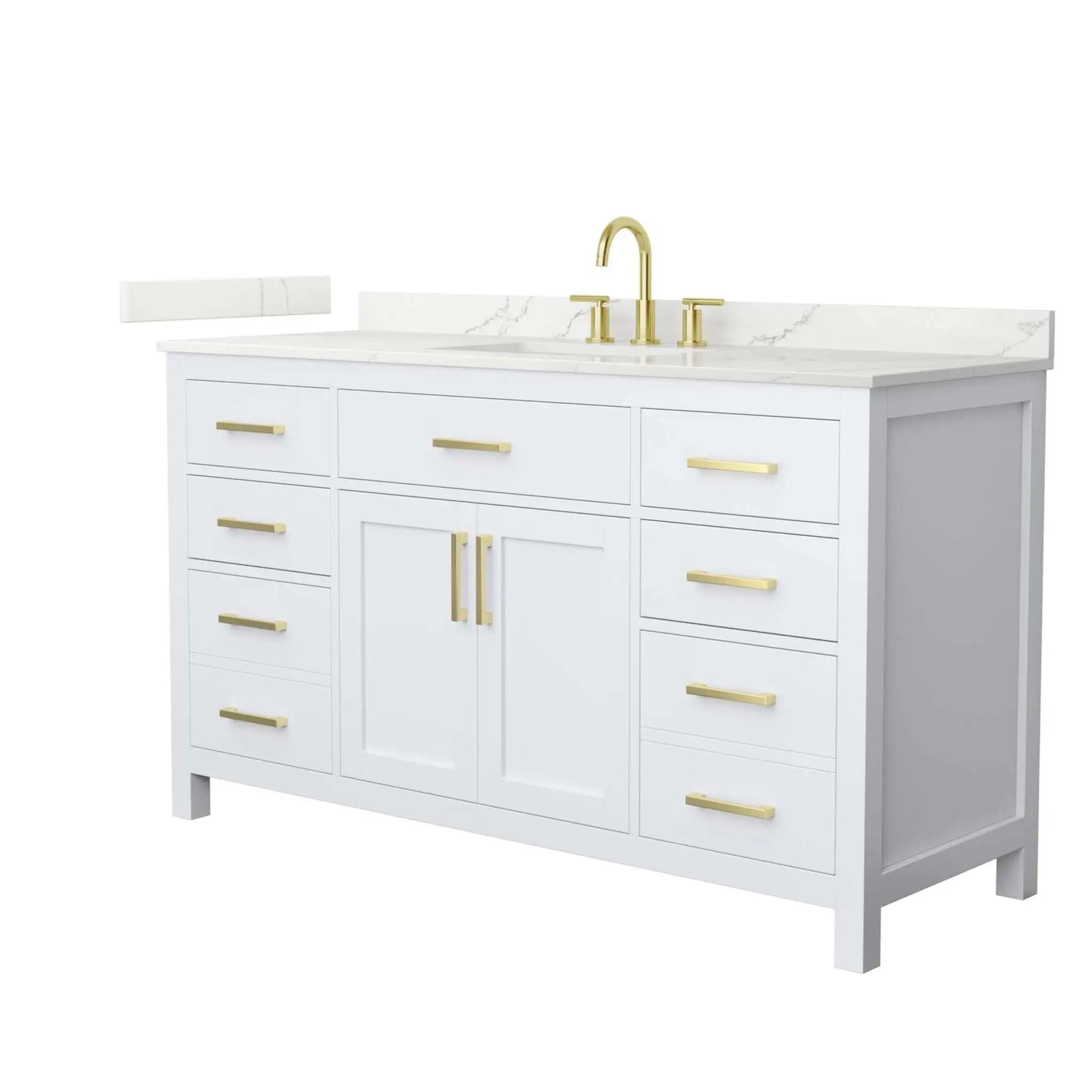 60" Beckett Single Bathroom Vanity in White with Brushed Gold Trim by Wyndham