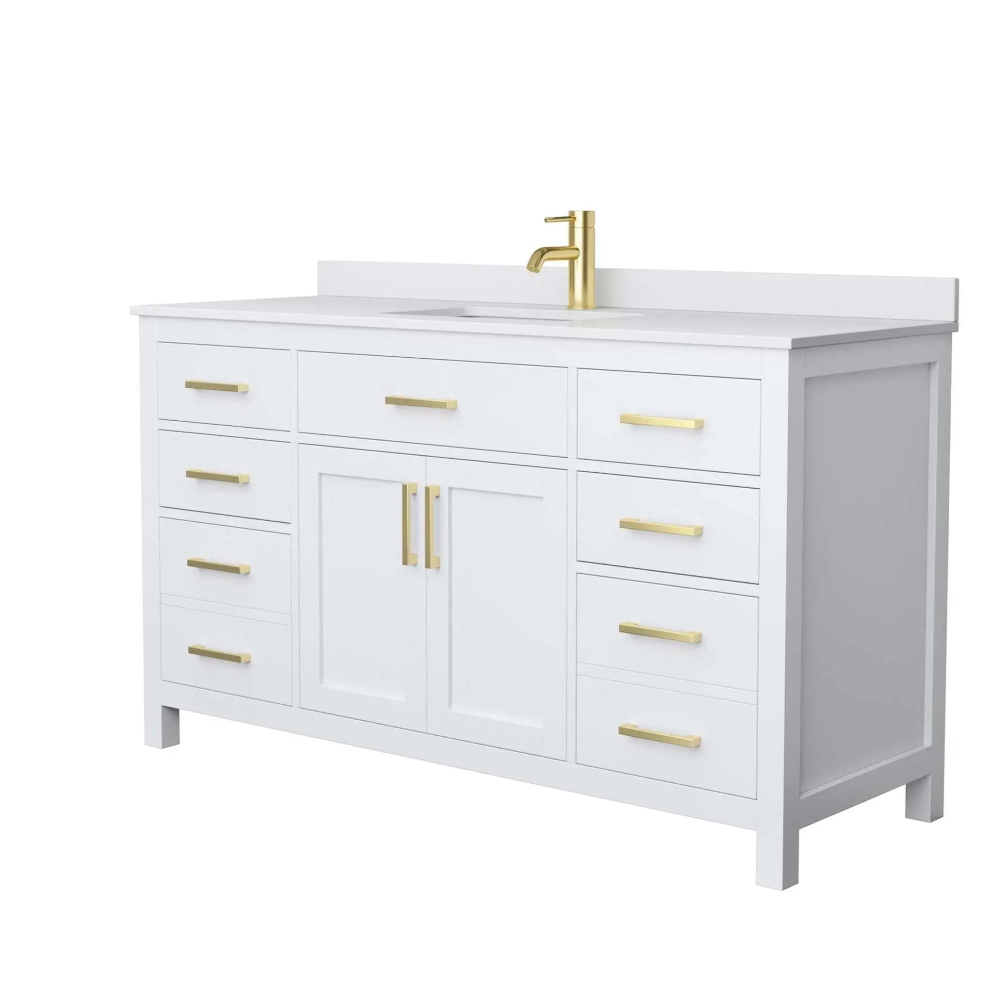 60" Beckett Single Bathroom Vanity in White with Brushed Gold Trim by Wyndham