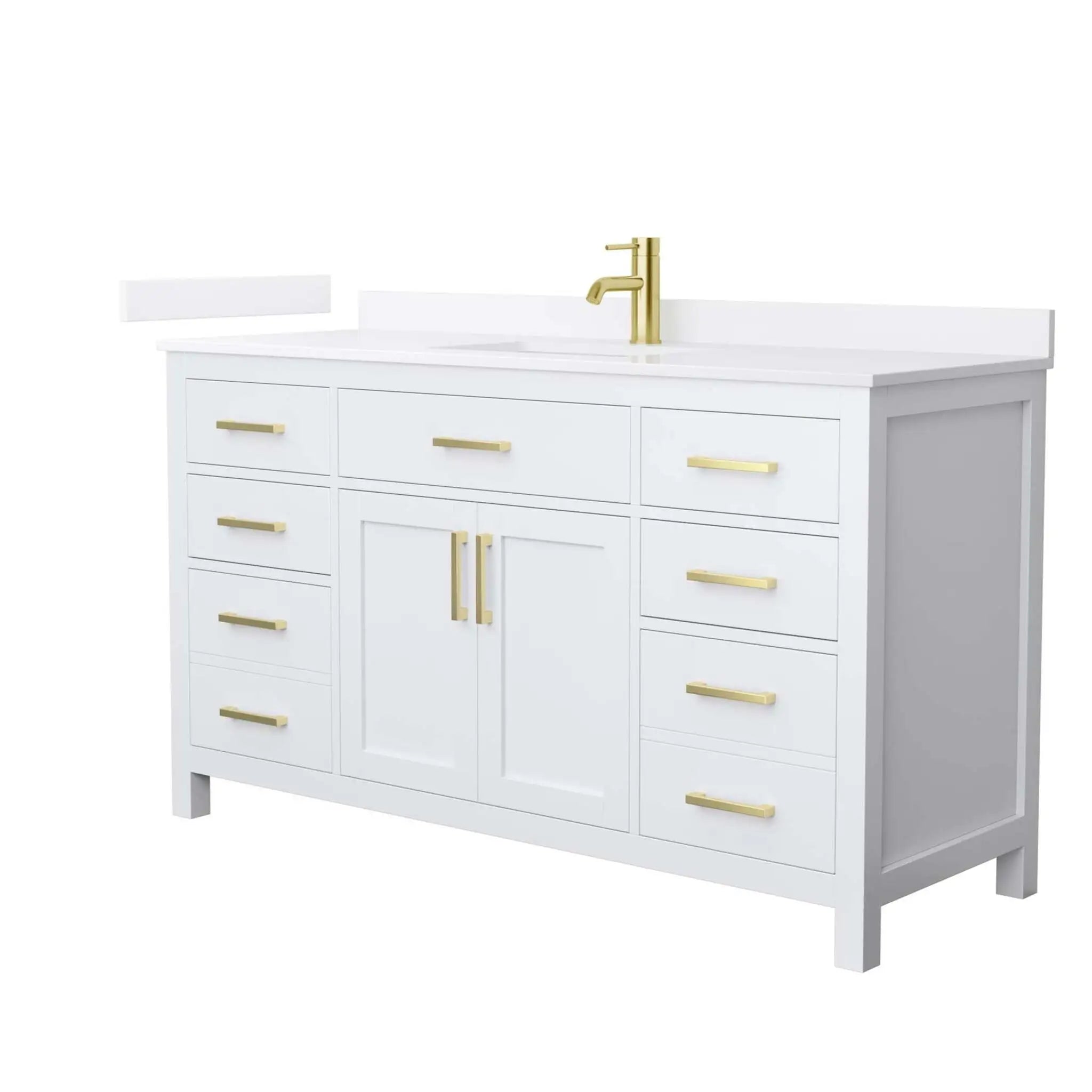 60" Beckett Single Bathroom Vanity in White with Brushed Gold Trim by Wyndham