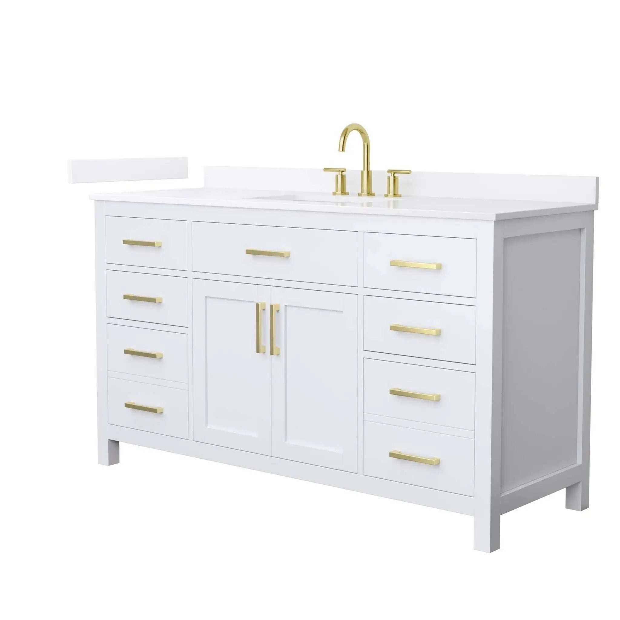 60" Beckett Single Bathroom Vanity in White with Brushed Gold Trim by Wyndham