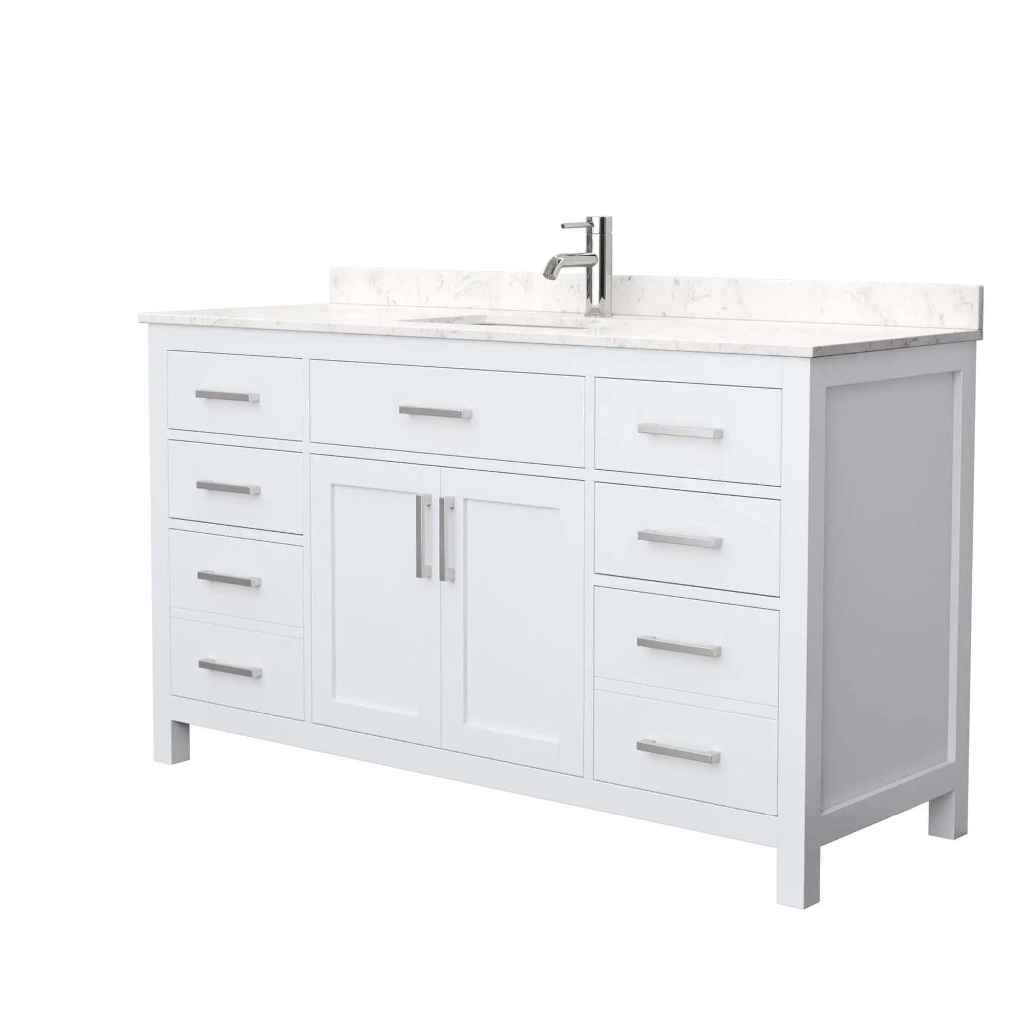 60" Beckett Single Bathroom Vanity in White with Brushed Nickel Trim by Wyndham