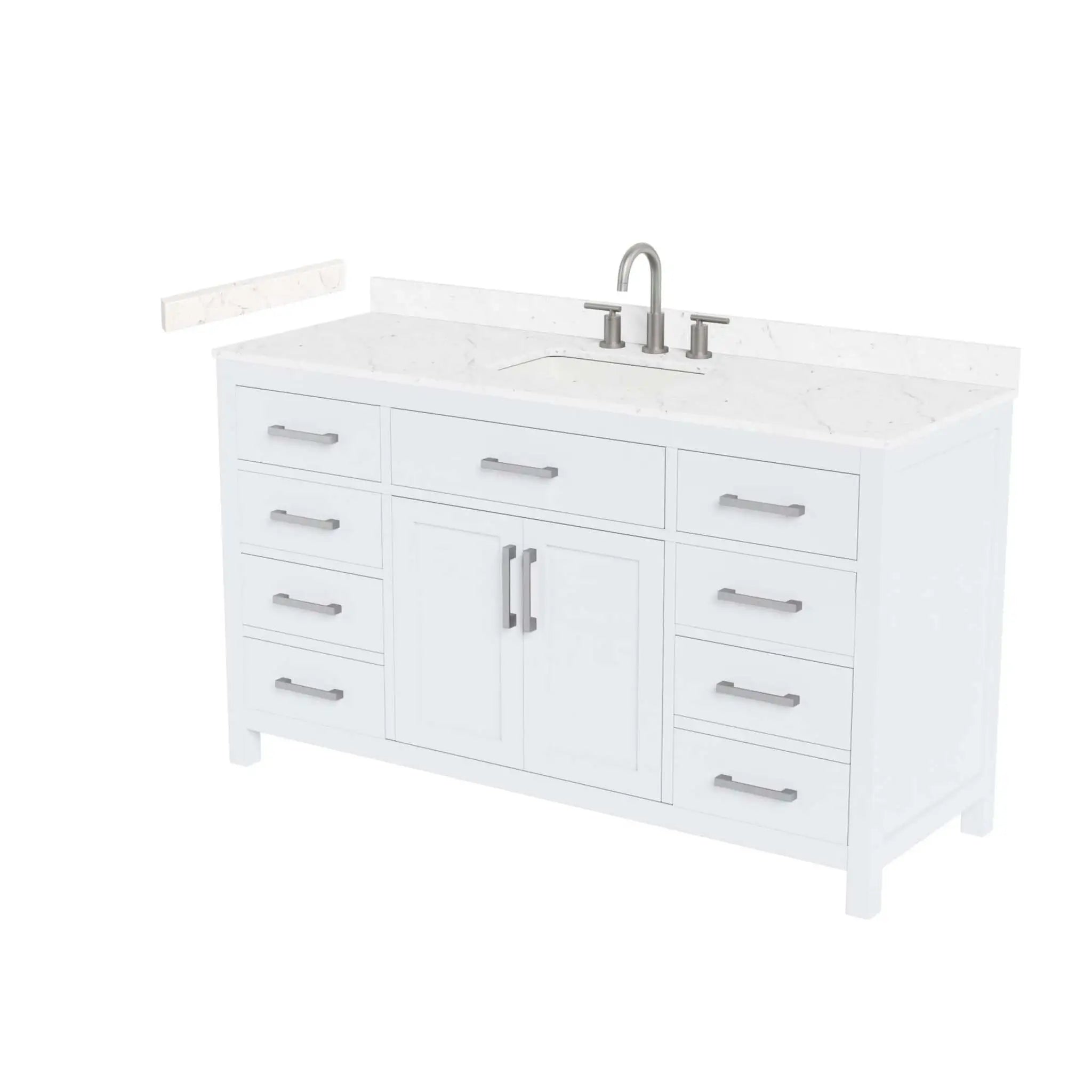 60" Beckett Single Bathroom Vanity in White with Brushed Nickel Trim by Wyndham