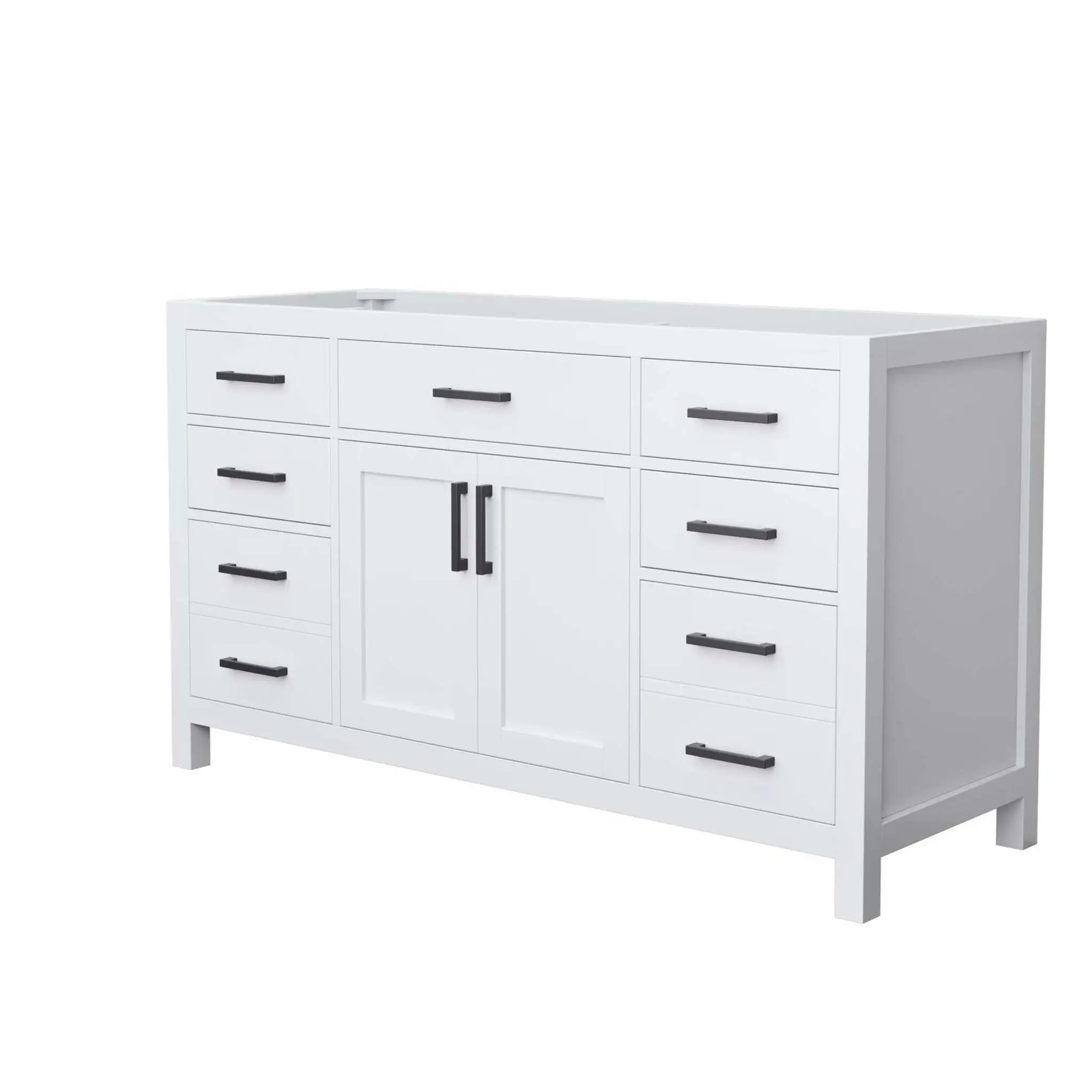 60" Beckett Single Bathroom Vanity in White with Matte Black Trim by Wyndham