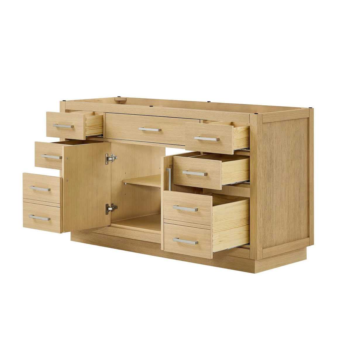 60" Beckett Single Bathroom Vanity with Toe Kick Rift Oak Brushed Nickel Trim by wyndham View 42