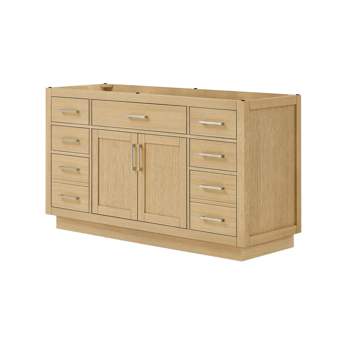 60" Beckett Single Bathroom Vanity with Toe Kick Rift Oak Brushed Nickel Trim by wyndham View 44