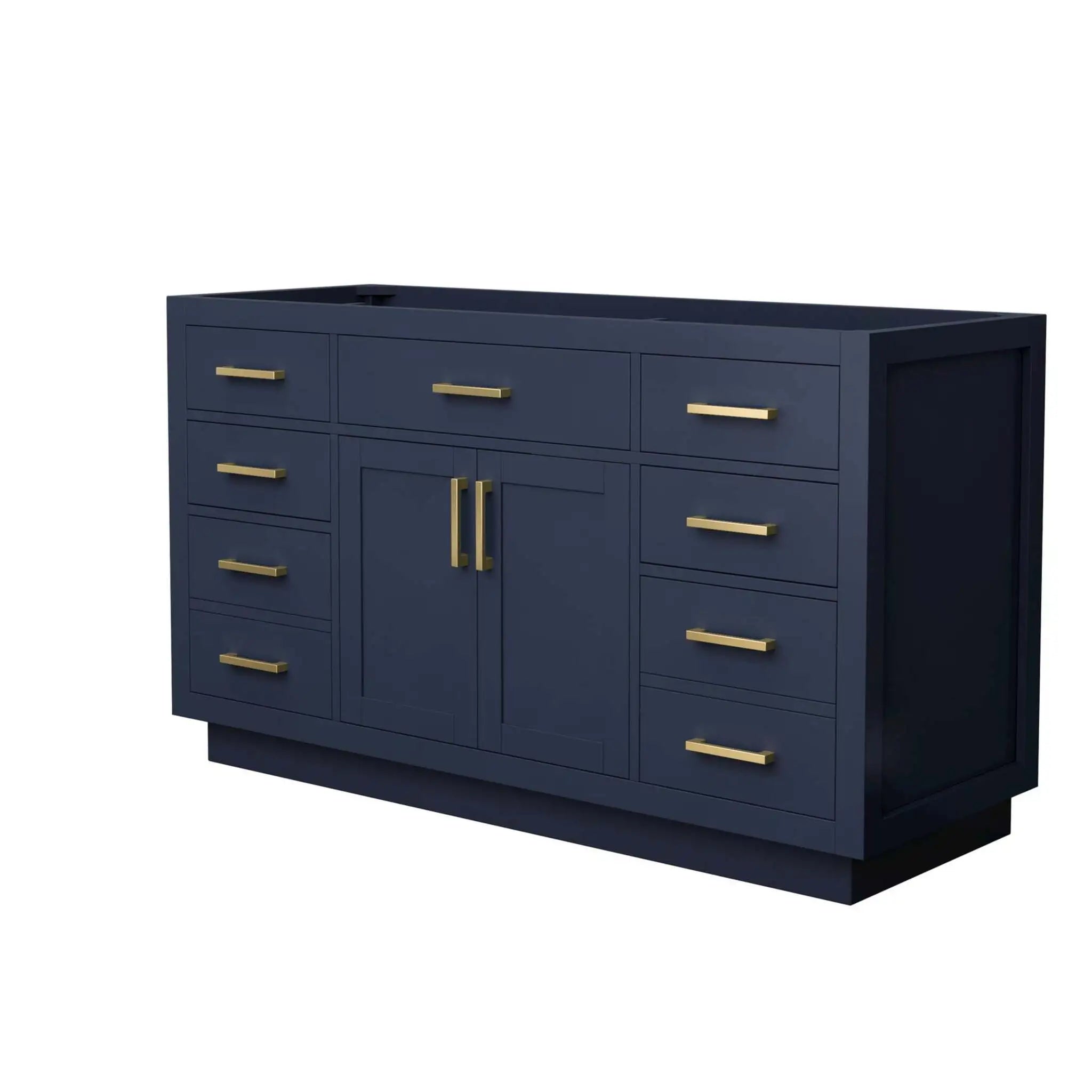 60" Beckett TK Beckett Single Bathroom Vanity with Toe Kick in Dark Blue with Brushed Gold Trim by Wyndham