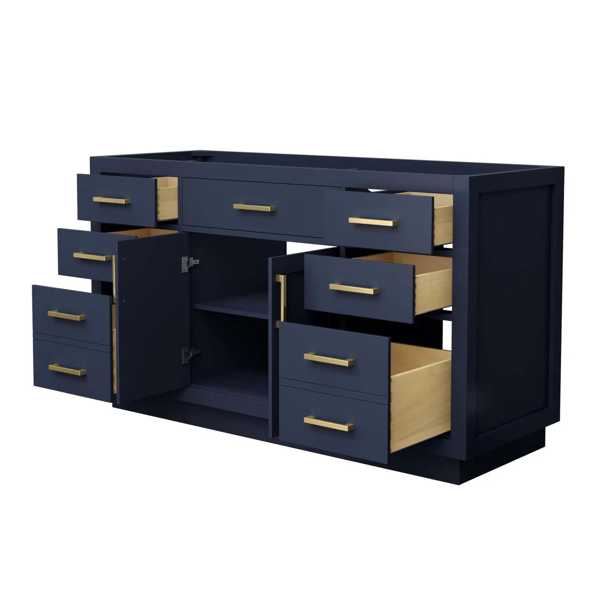 60" Beckett TK Beckett Single Bathroom Vanity with Toe Kick in Dark Blue with Brushed Gold Trim by Wyndham