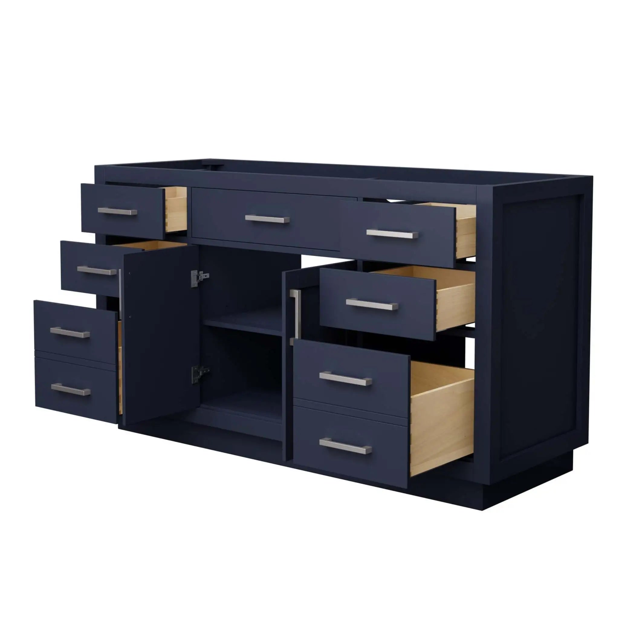 60" Beckett TK Beckett Single Bathroom Vanity with Toe Kick in Dark Blue with Brushed Nickel Trim by Wyndham