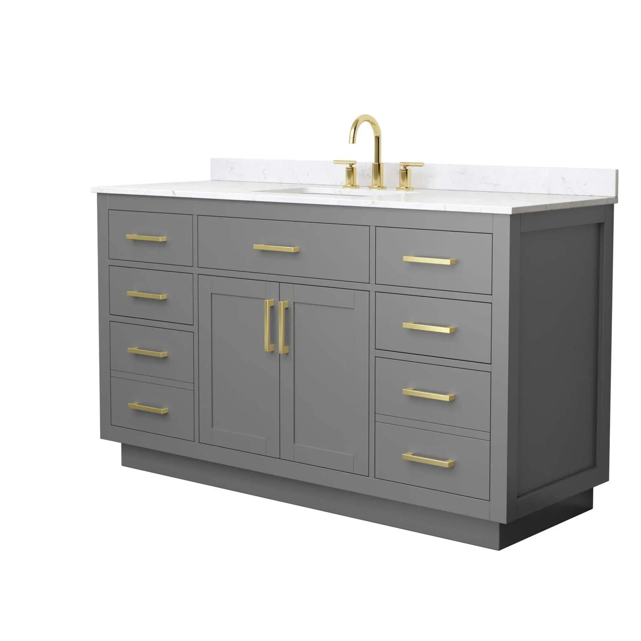 60" Beckett TK Beckett Single Bathroom Vanity with Toe Kick in Dark Gray with Brushed Gold Trim by Wyndham