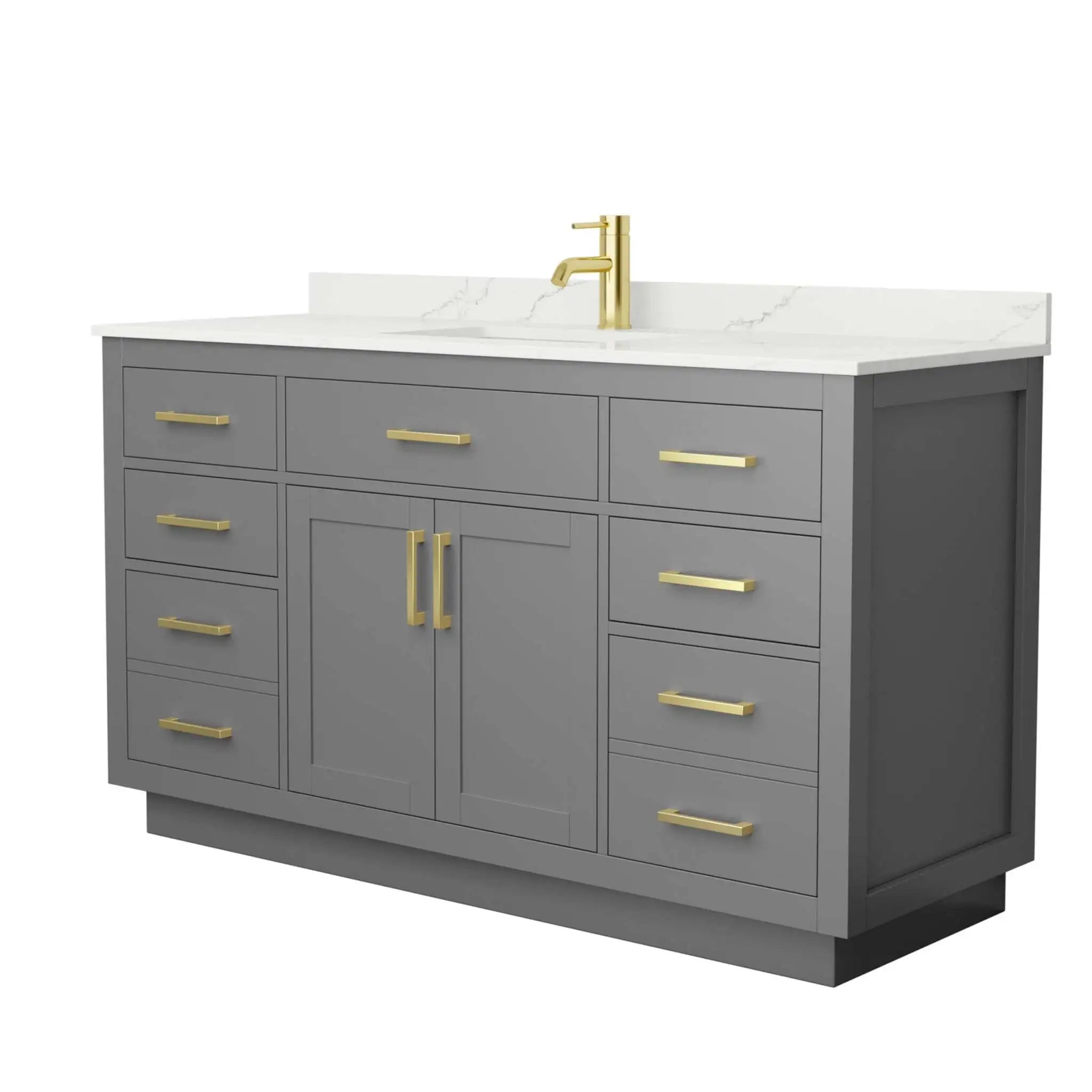 60" Beckett TK Beckett Single Bathroom Vanity with Toe Kick in Dark Gray with Brushed Gold Trim by Wyndham