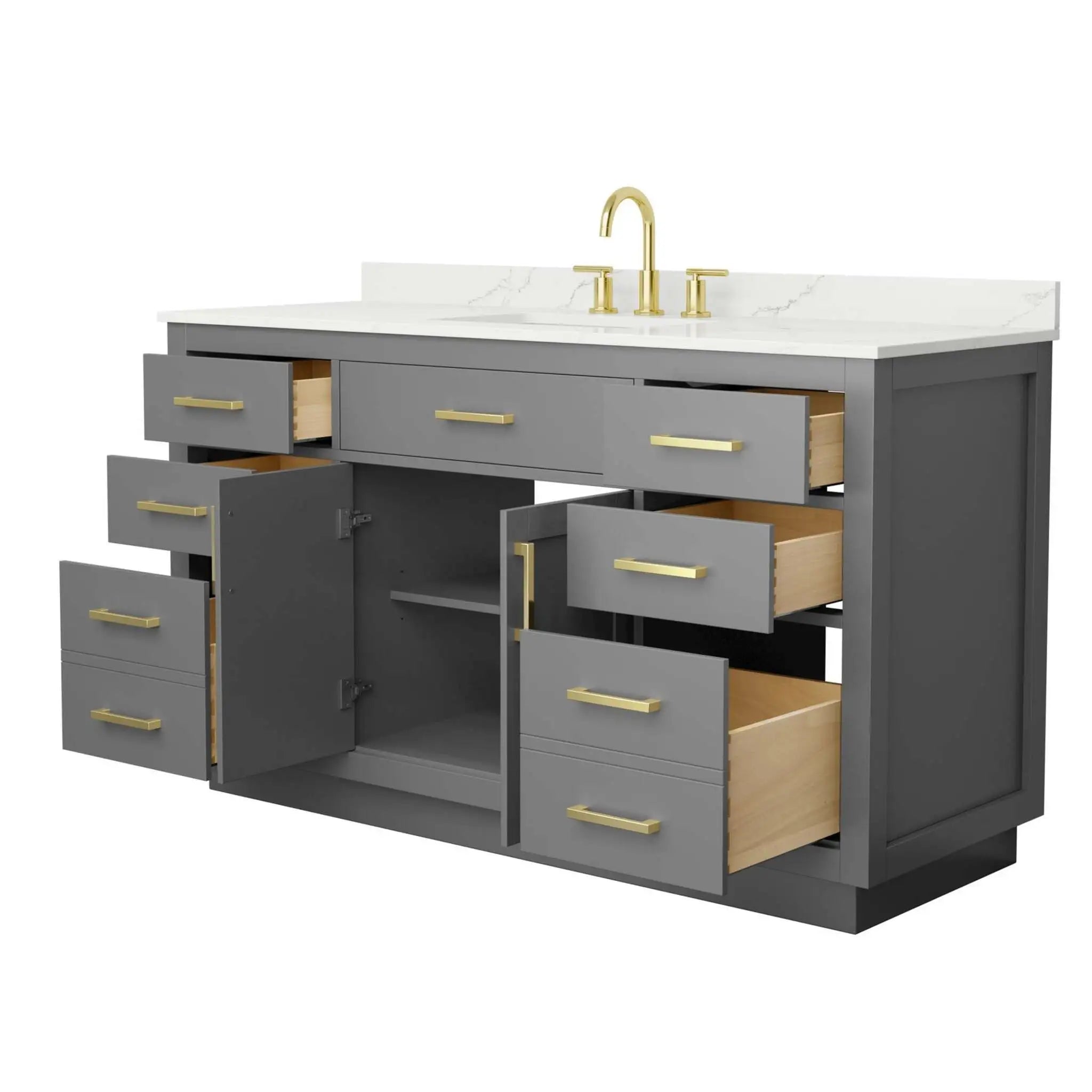 60" Beckett TK Beckett Single Bathroom Vanity with Toe Kick in Dark Gray with Brushed Gold Trim by Wyndham