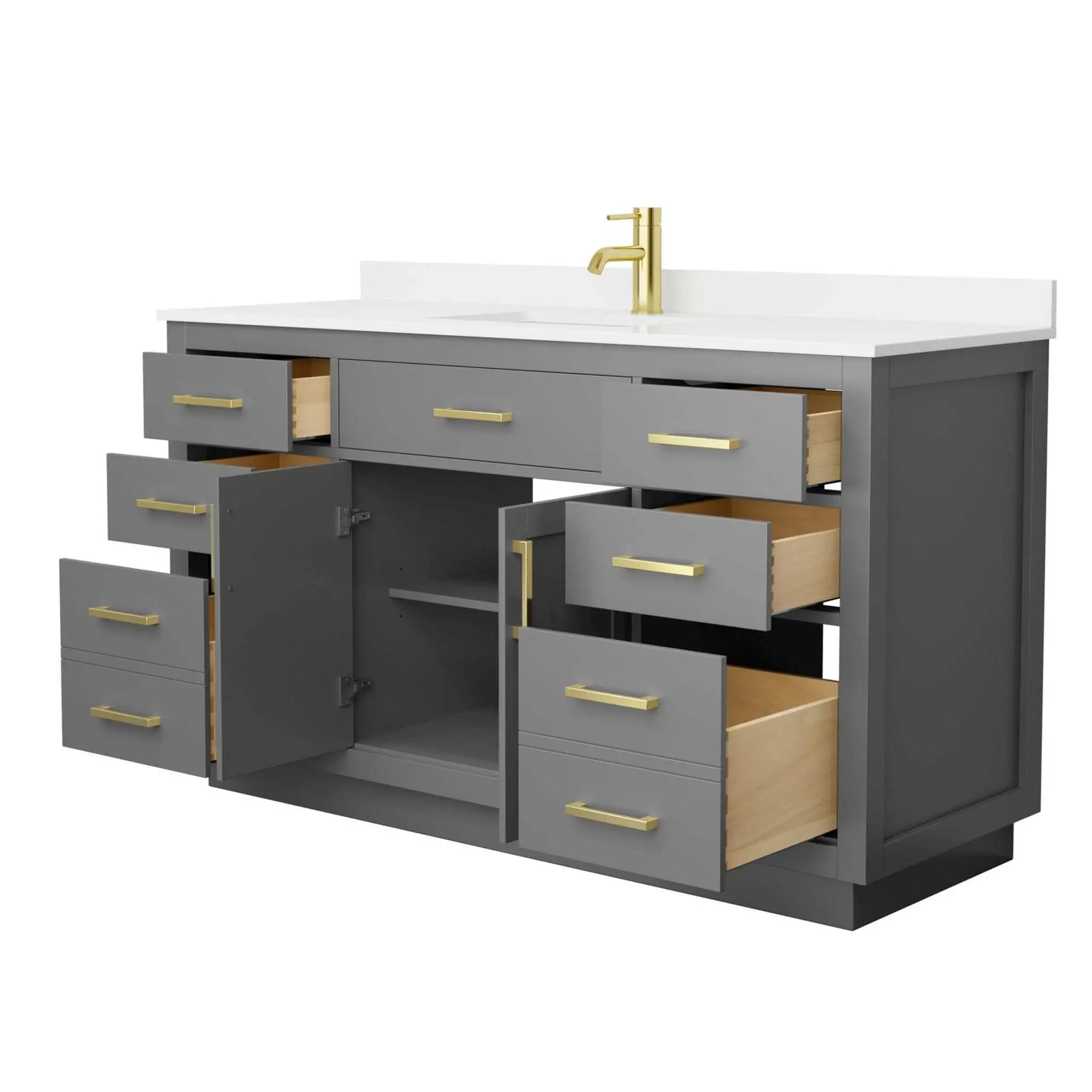 60" Beckett TK Beckett Single Bathroom Vanity with Toe Kick in Dark Gray with Brushed Gold Trim by Wyndham