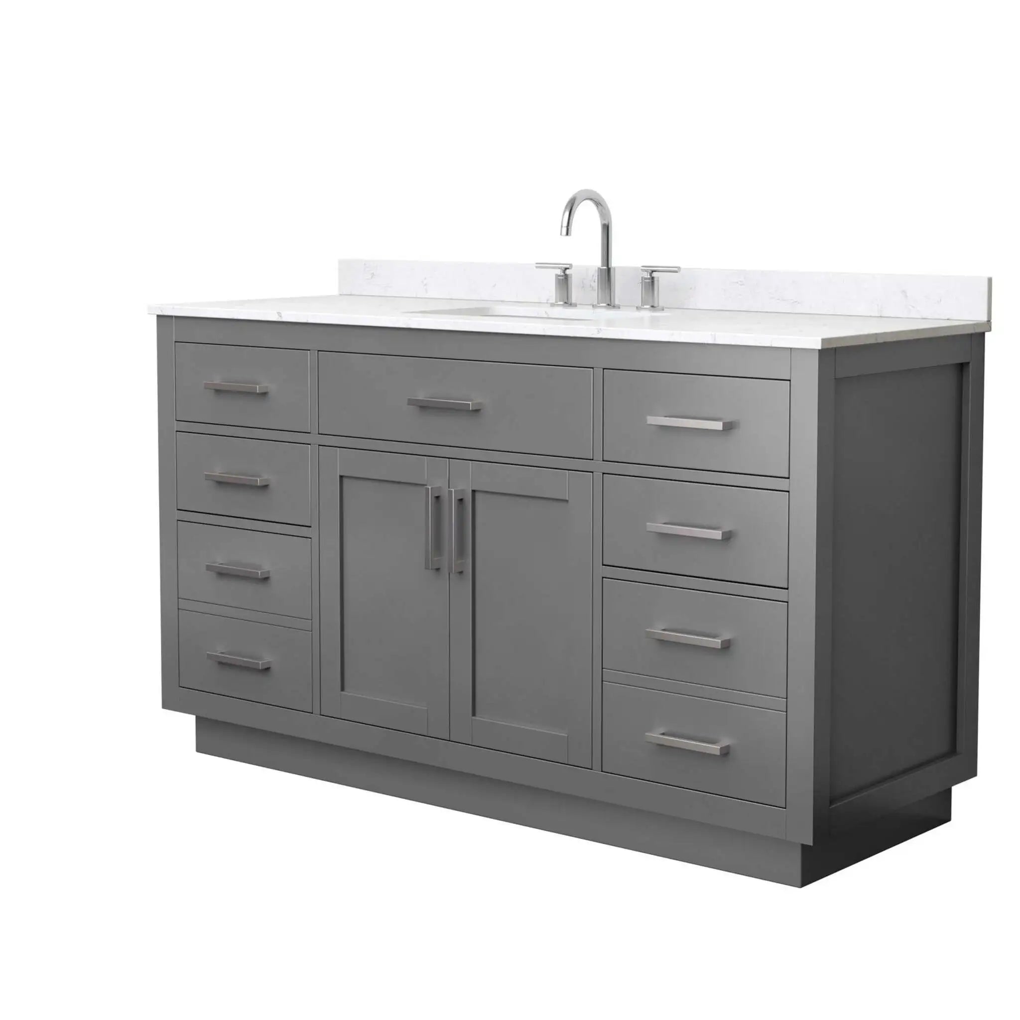 60" Beckett TK Beckett Single Bathroom Vanity with Toe Kick in Dark Gray with Brushed Nickel Trim by Wyndham