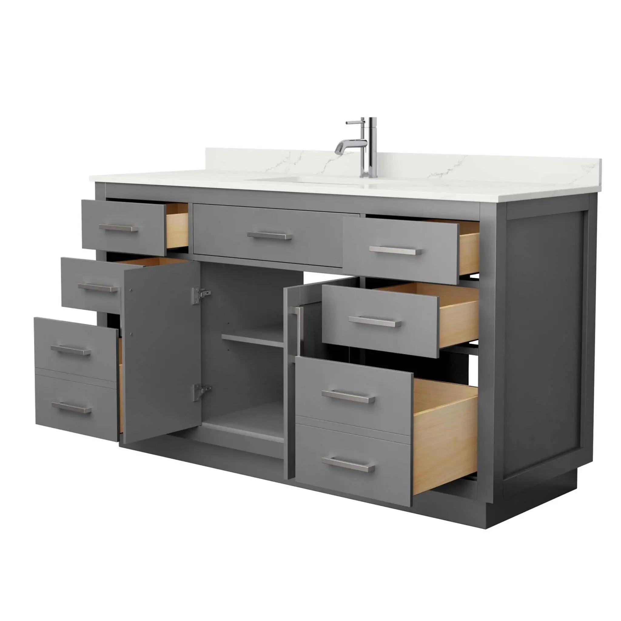 60" Beckett TK Beckett Single Bathroom Vanity with Toe Kick in Dark Gray with Brushed Nickel Trim by Wyndham